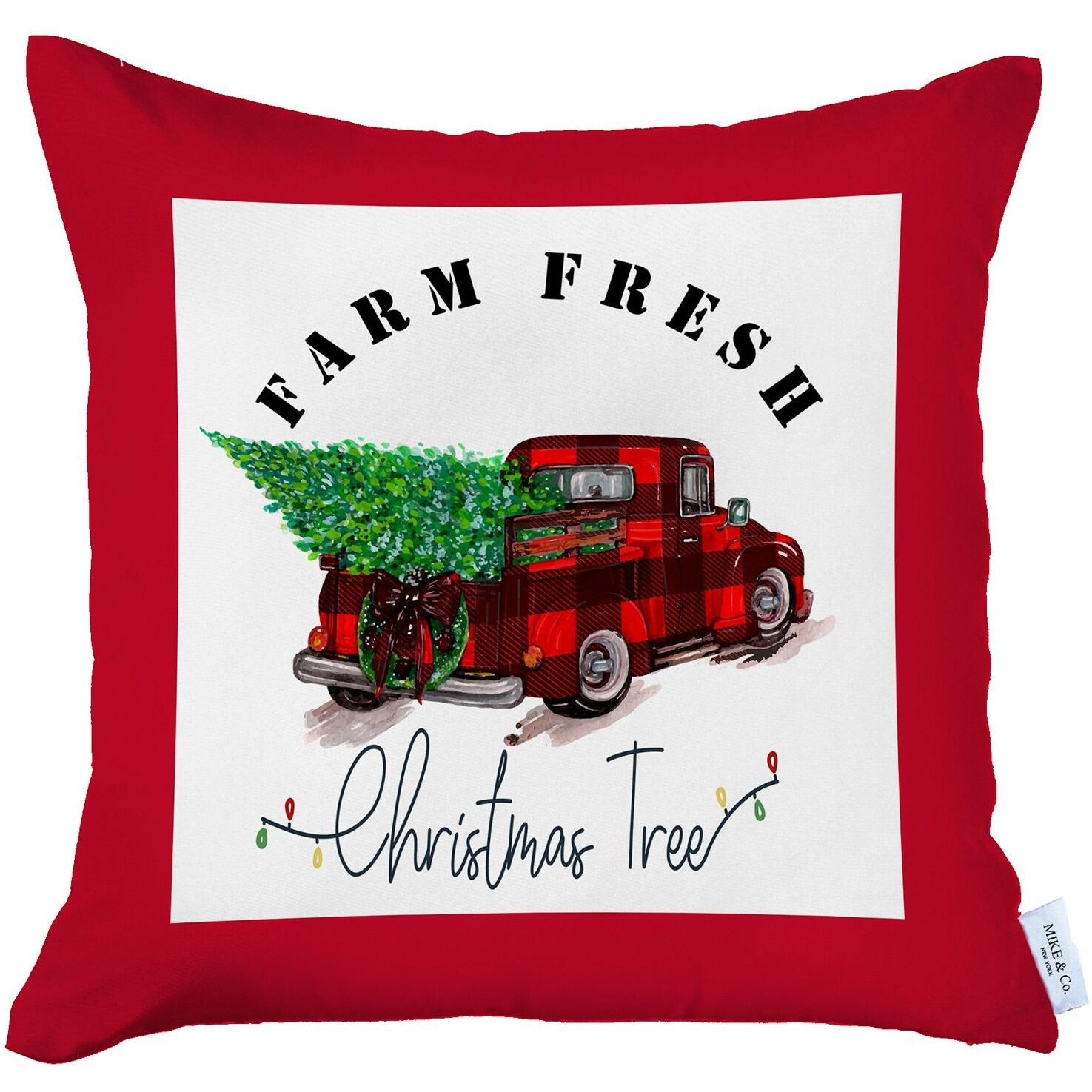 Christmas Buffalo Check Pick Up Truck Throw Pillow