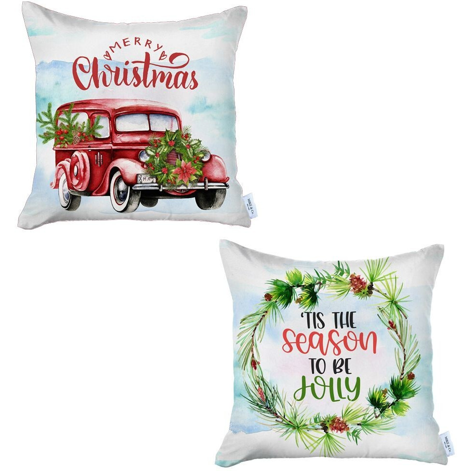 Set Of 2 Merry Christmas Tis The Season Thow Pillows