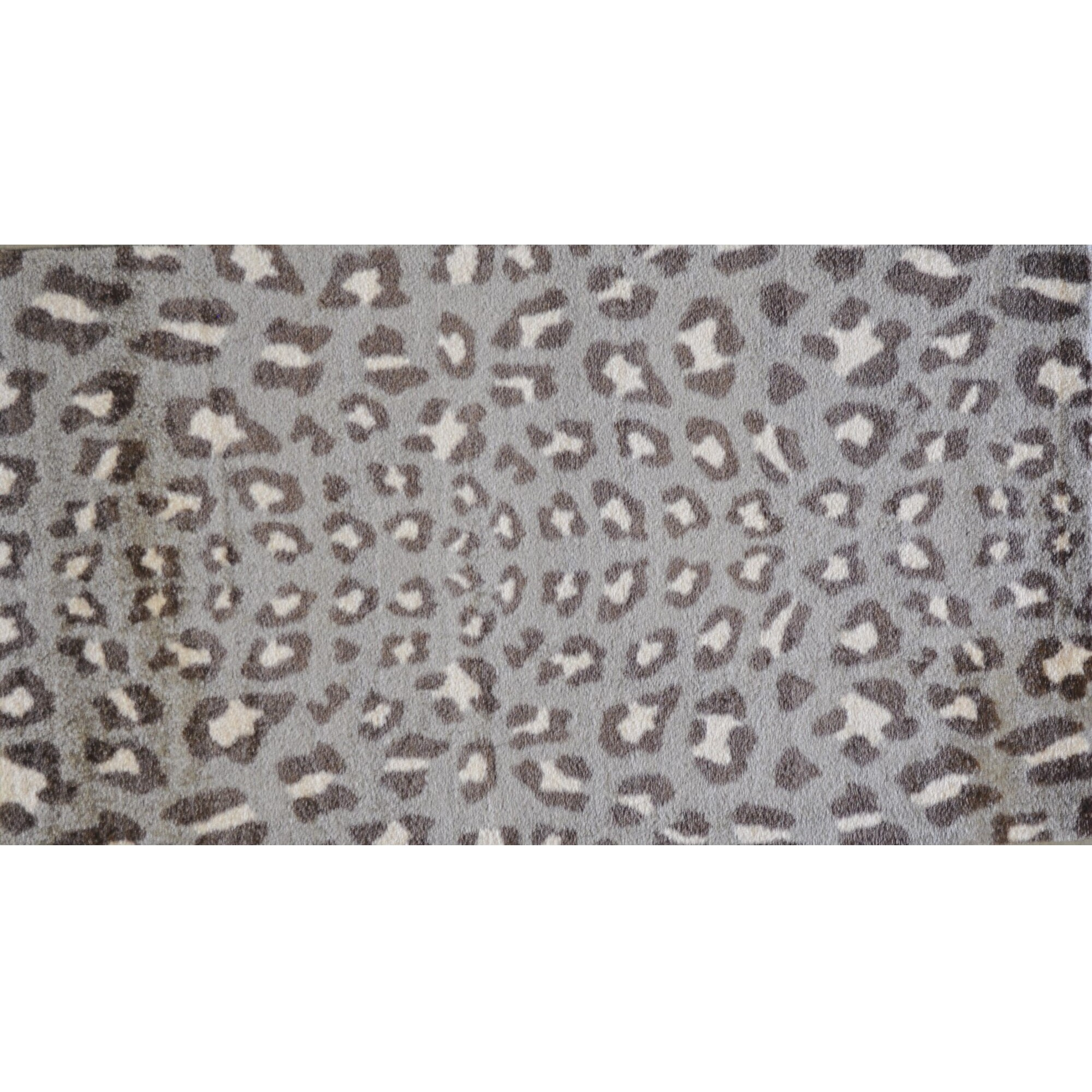 2' X 4' Gray And Brown Cheetah Washable Floor Mat