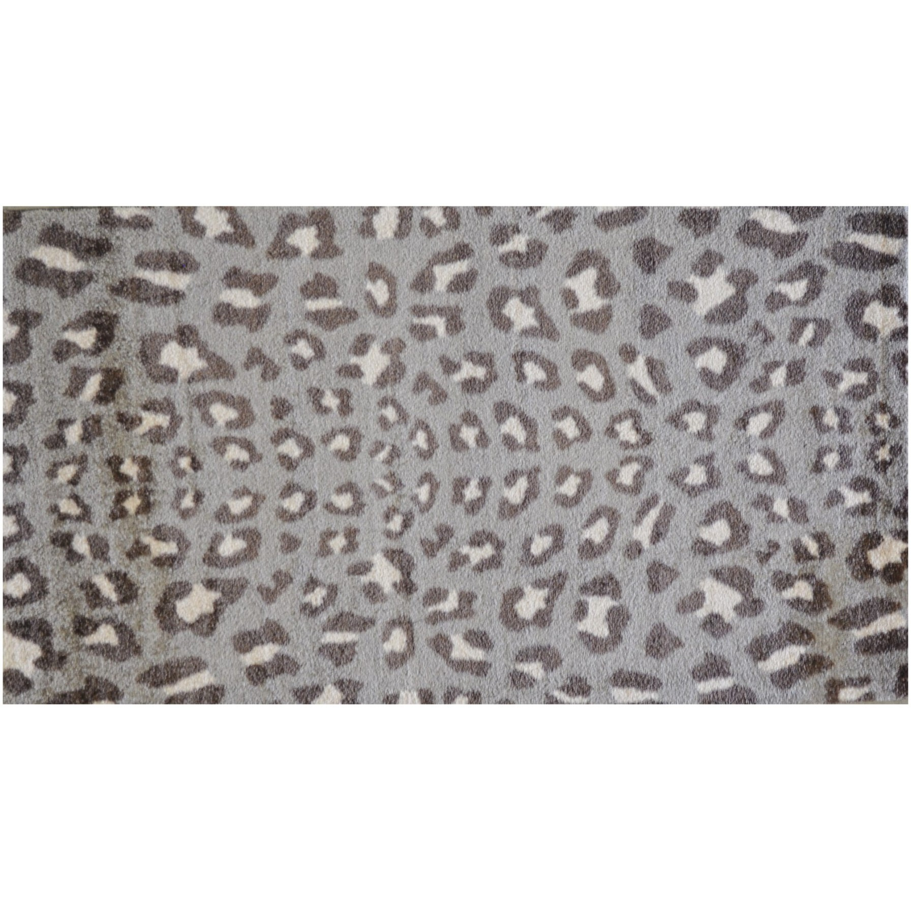 2' X 4' Gray And Brown Cheetah Washable Floor Mat