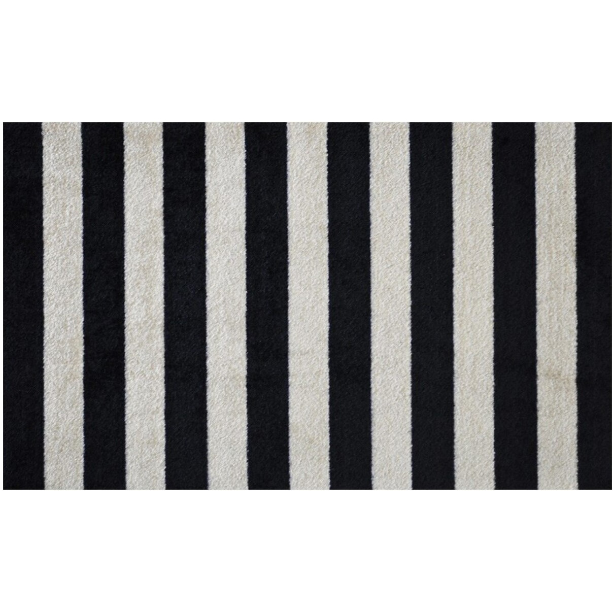 2' X 4' Black And Tan Wide Stripe Washable Floor Mat