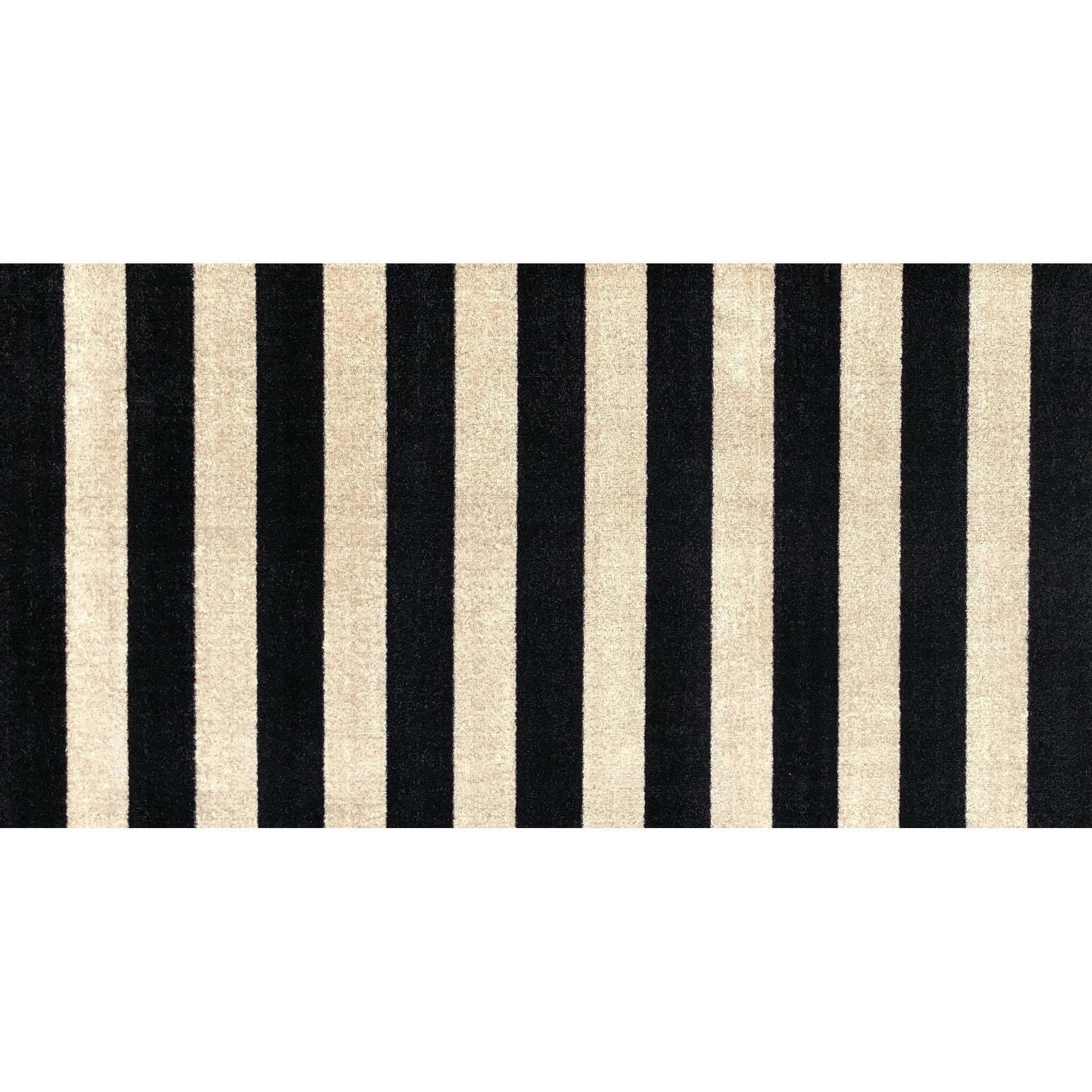 2' X 4' Black And Tan Wide Stripe Washable Floor Mat