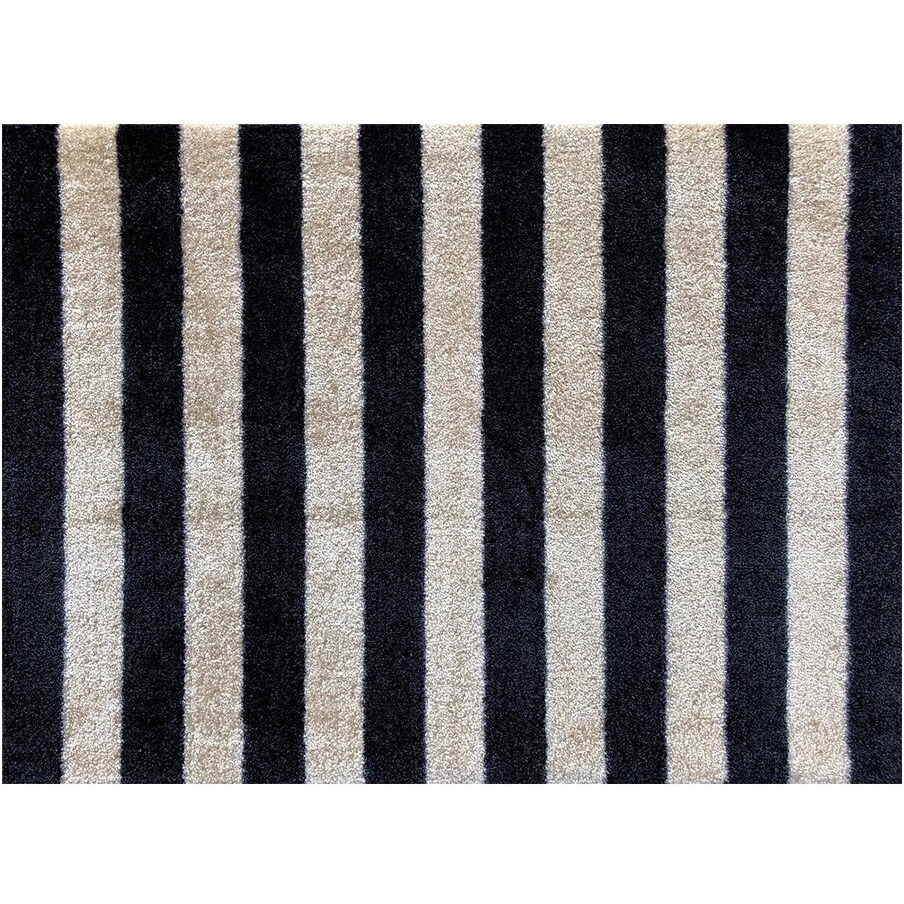 2' X 3' Black And Tan Wide Stripe Washable Floor Mat