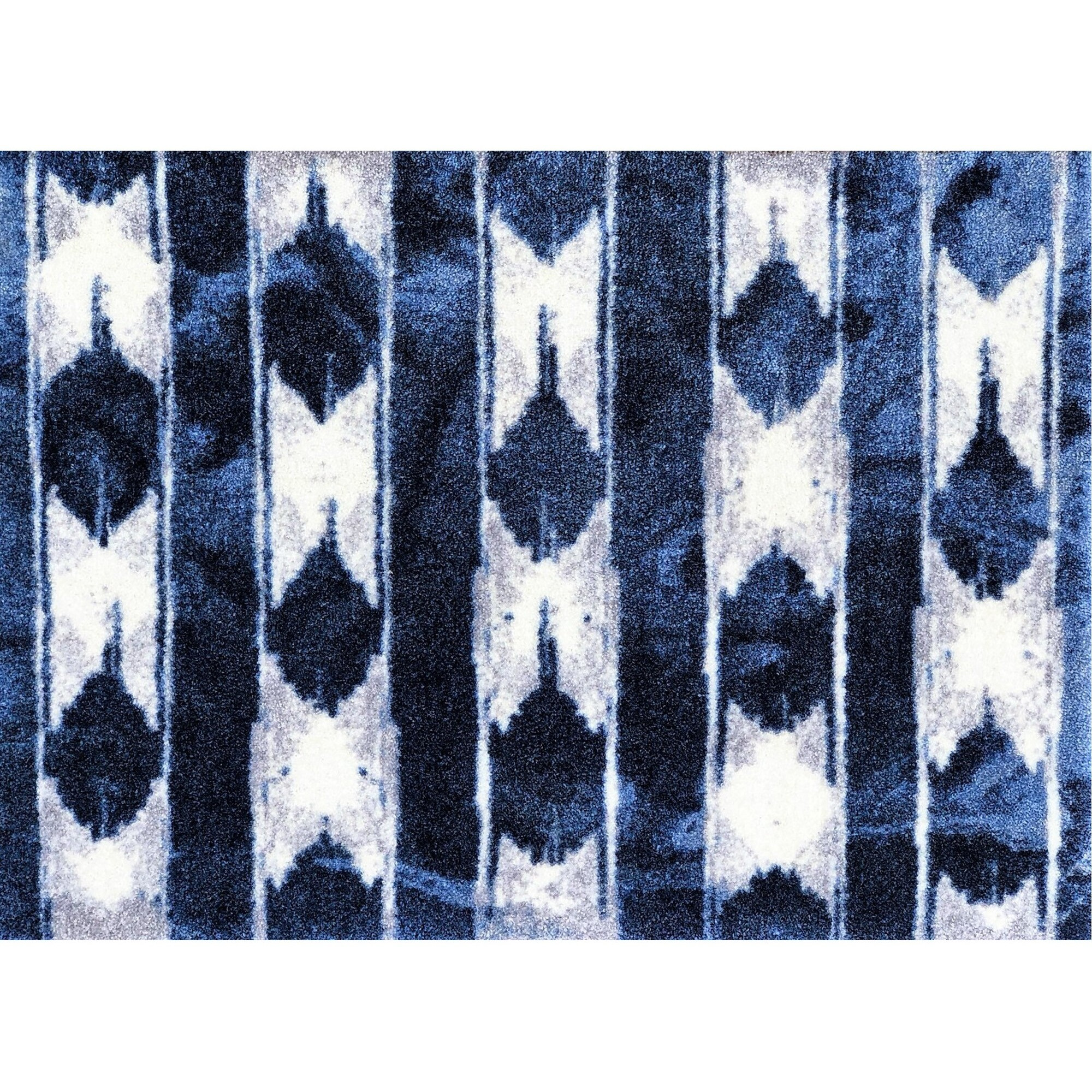 2' X 3' Shades Of Blue Abstract Stripes Washable Floor Mat