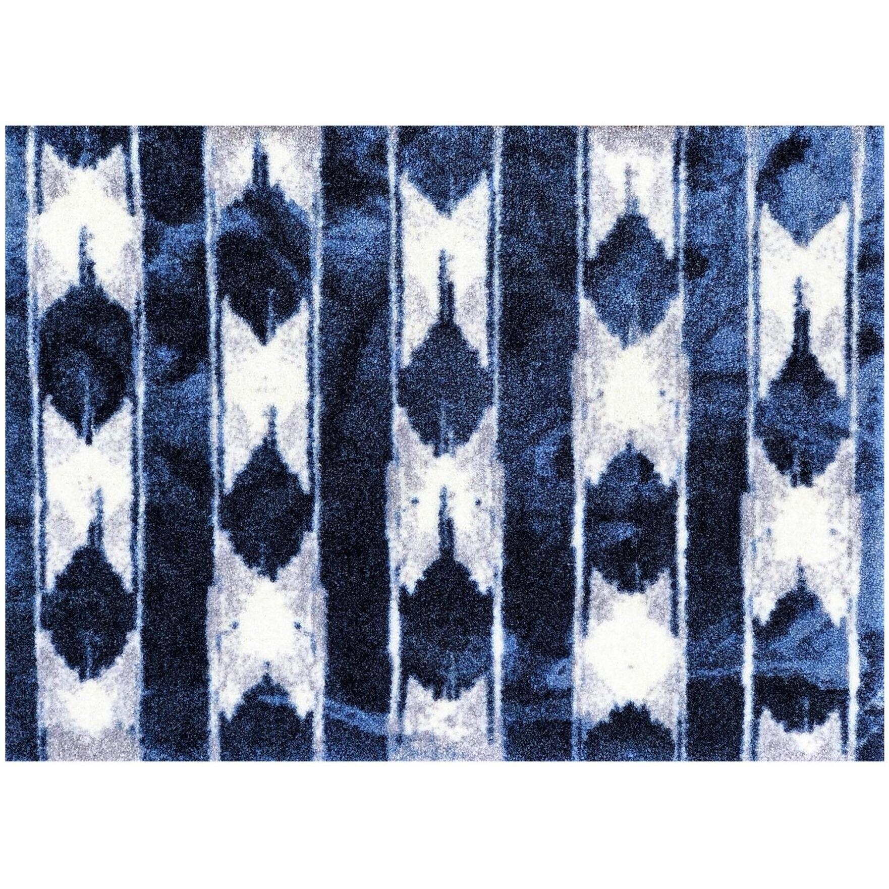 2' X 3' Shades Of Blue Abstract Stripes Washable Floor Mat