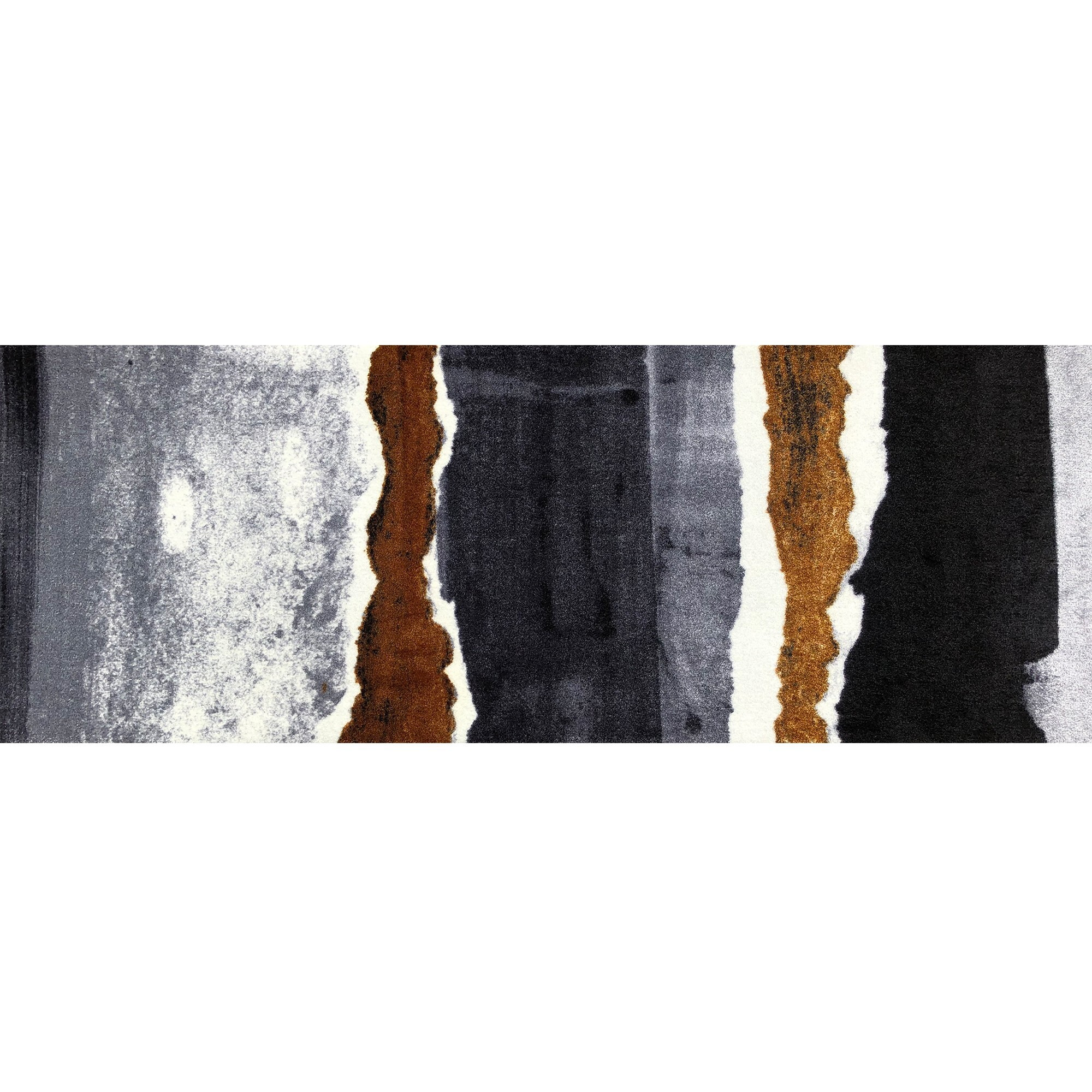 2' X 6' Gray And Brown Abstract Southwest Washable Runner Rug