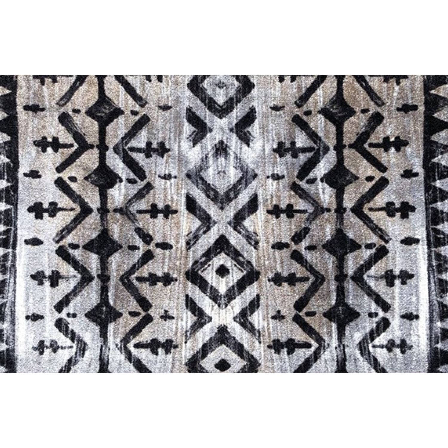 2' X 6' Black And Gray Aztec Washable Runner Rug