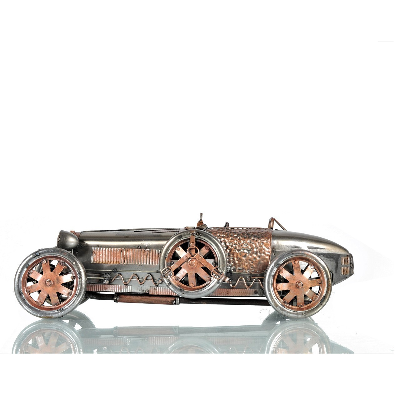 C1924 Bugatti Bronze And Silver Racecar Model Sculpture