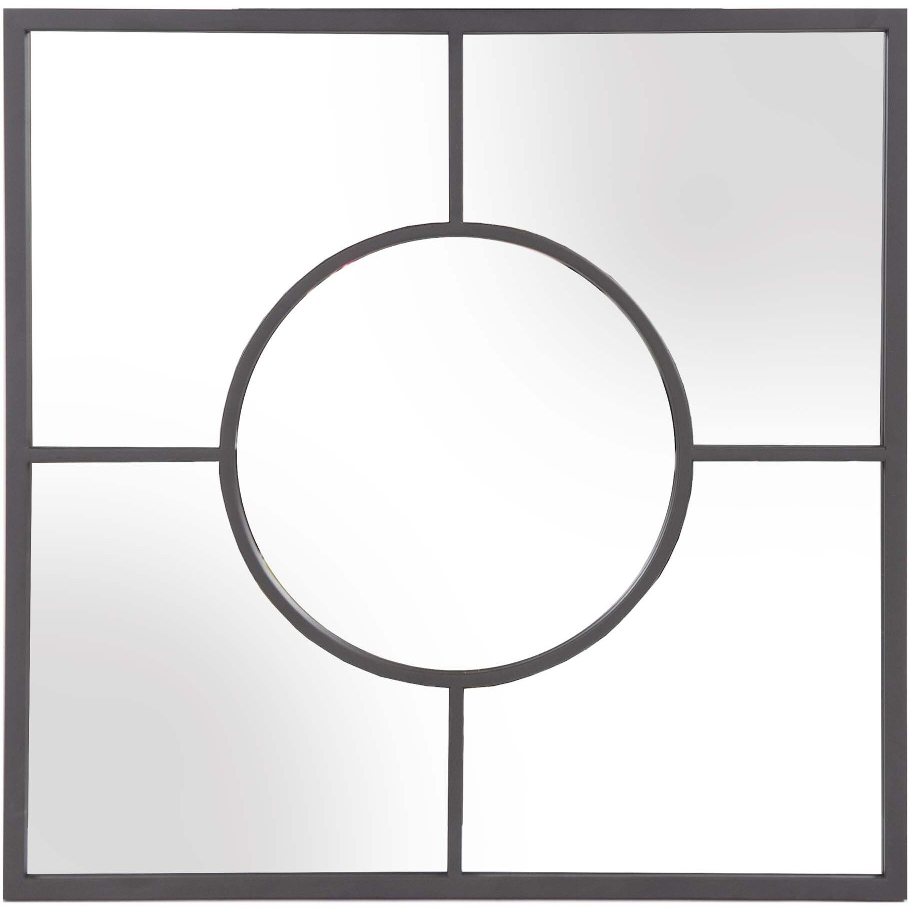 Graphite Geometric Design Square Metal Wall Mirror