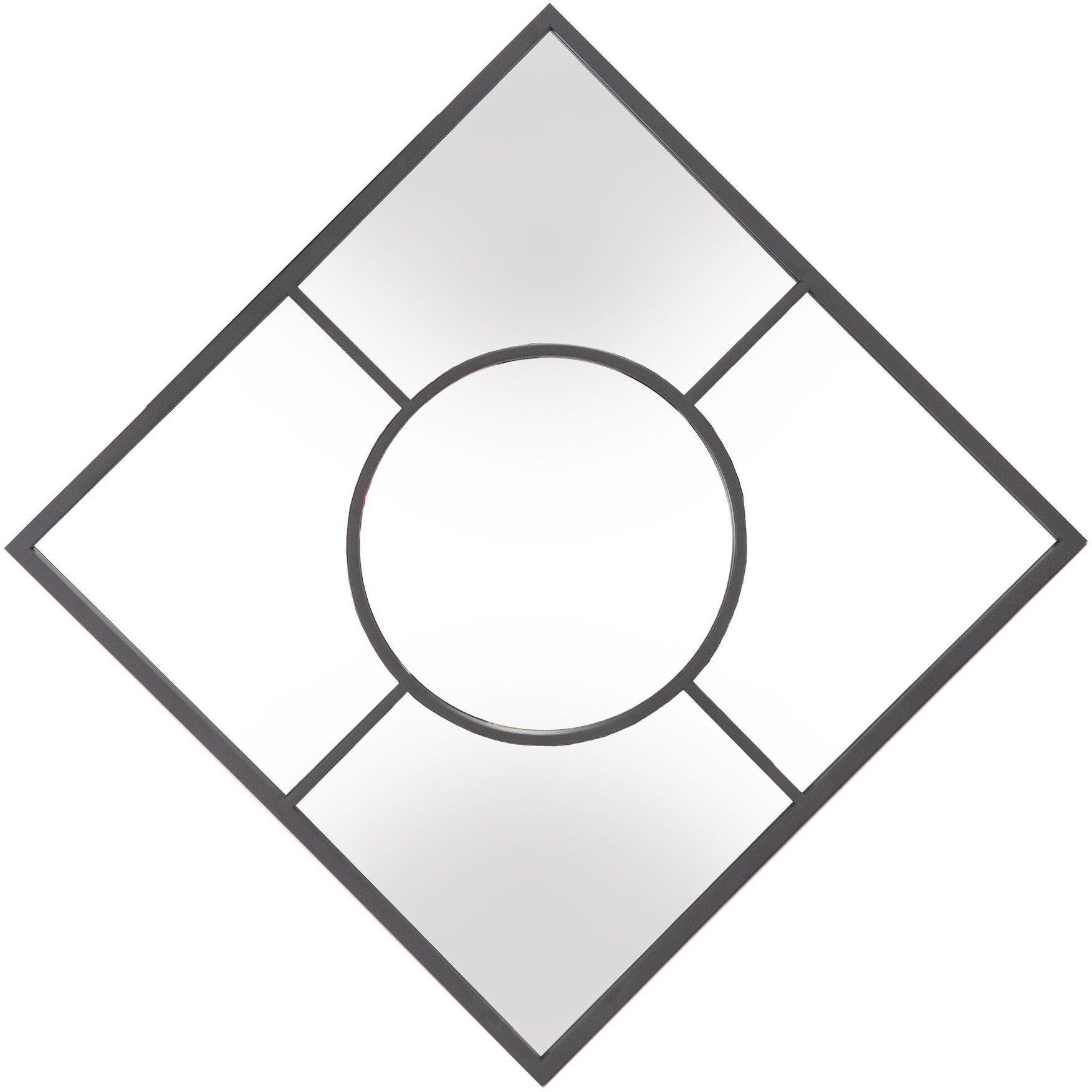 Graphite Geometric Design Square Metal Wall Mirror