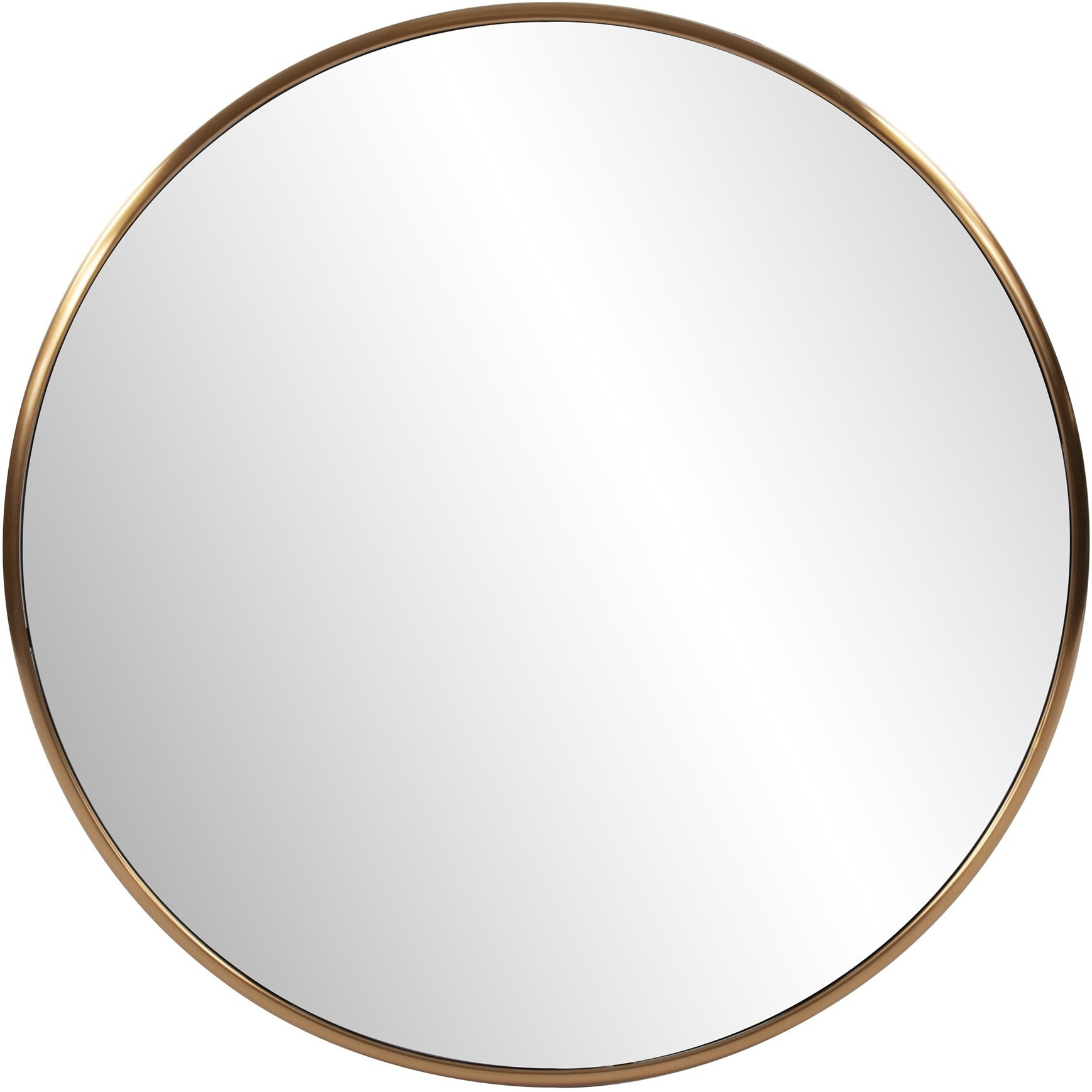 32"" Antiqued Brushed Brass Round Wall Mirror