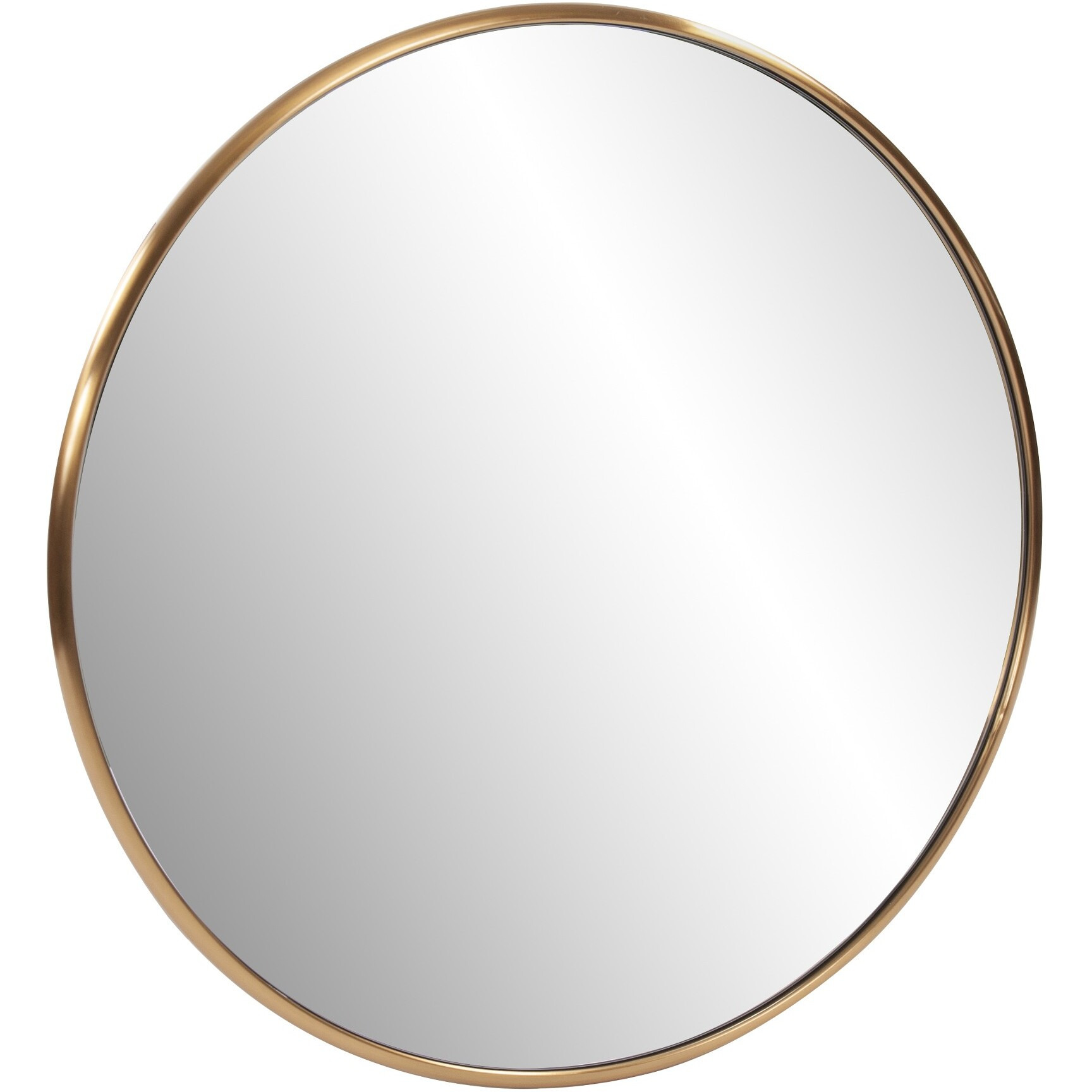 32"" Antiqued Brushed Brass Round Wall Mirror