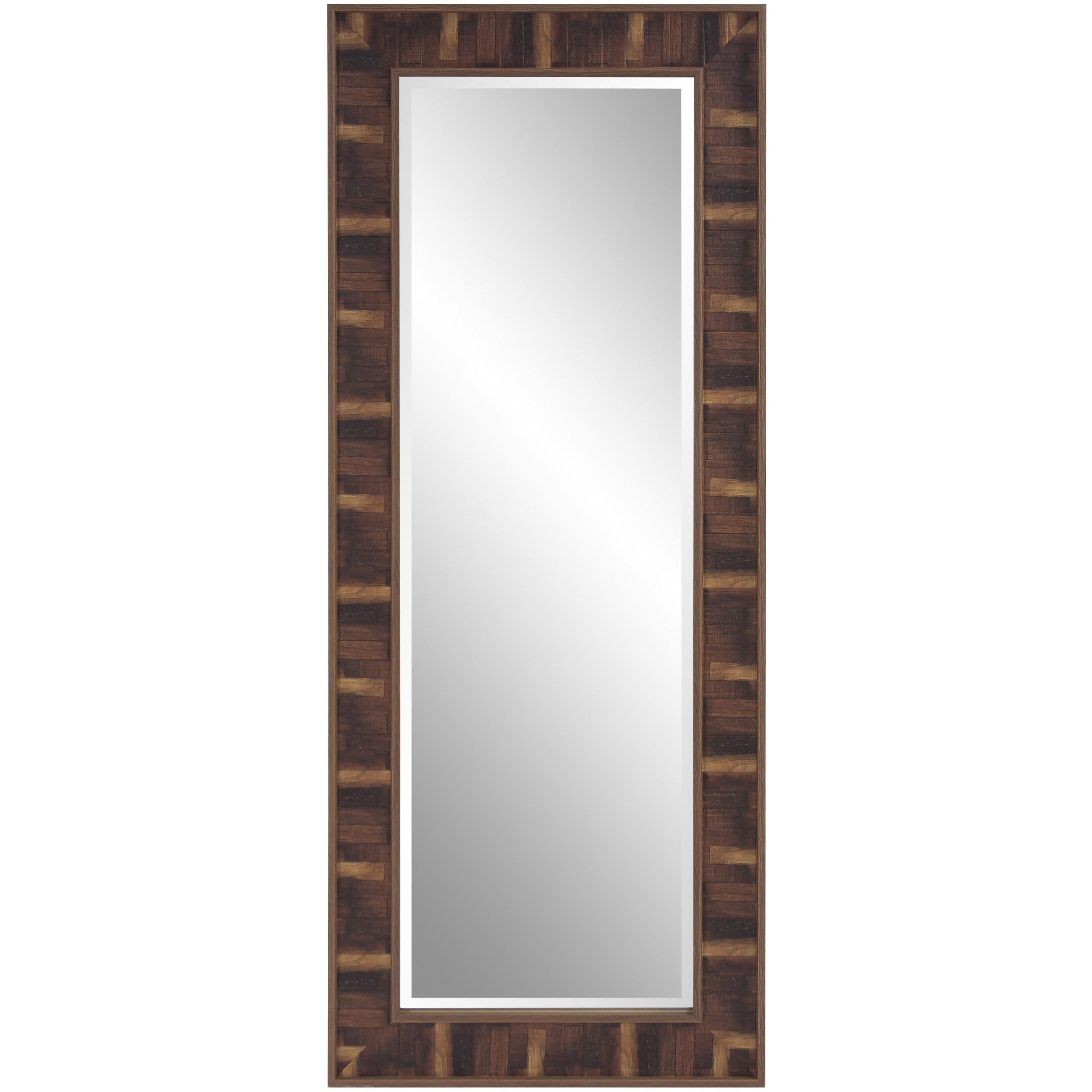 Rich Rustic Brown Faux Wood Full Body Wall Mirror