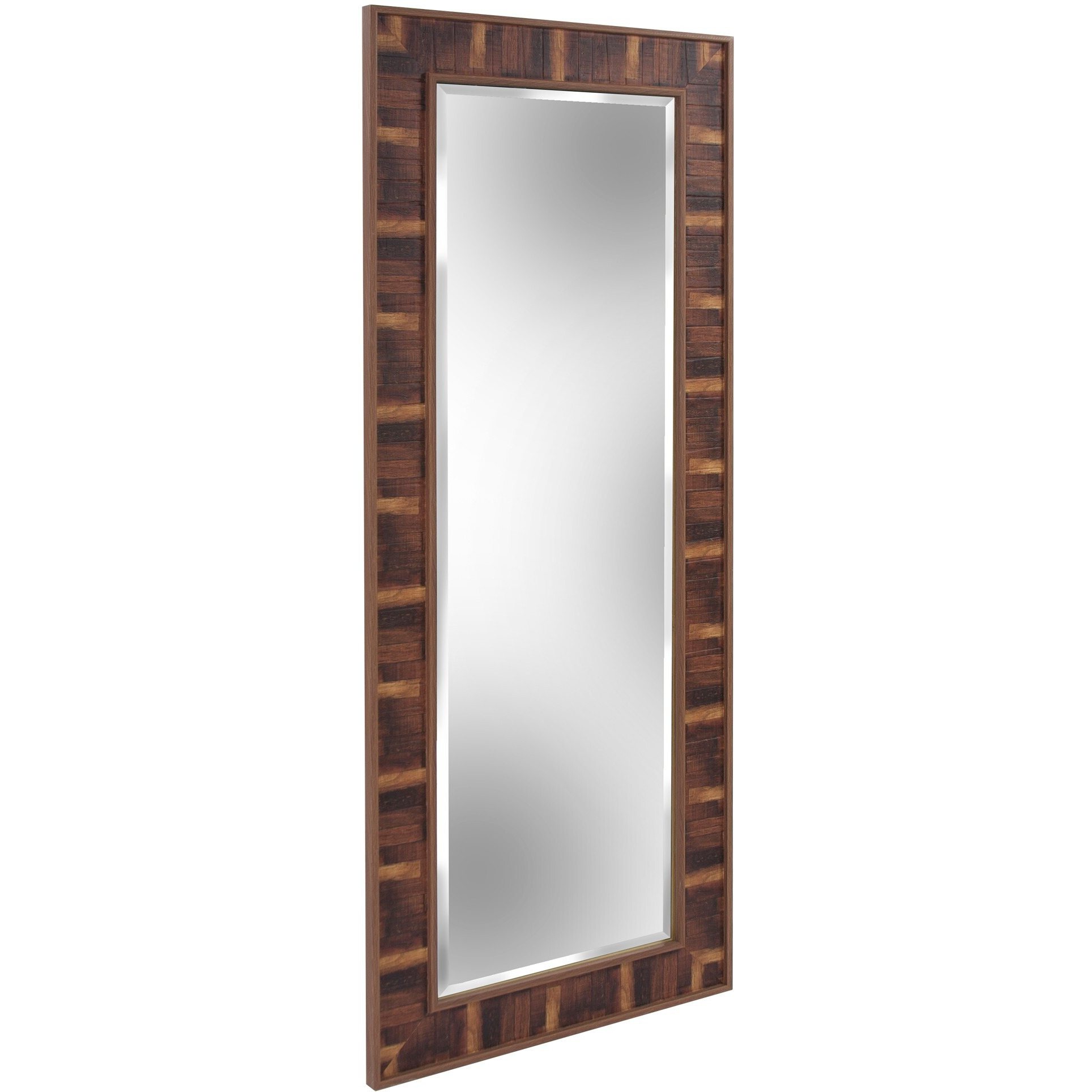 Rich Rustic Brown Faux Wood Full Body Wall Mirror