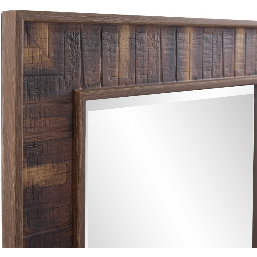 Rich Rustic Brown Faux Wood Full Body Wall Mirror
