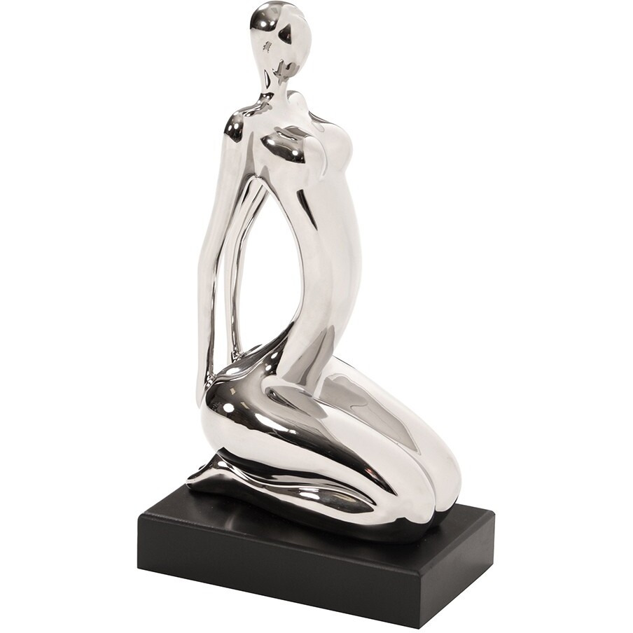 Modern Silver And Black Ustrasana Yoga Sculpture