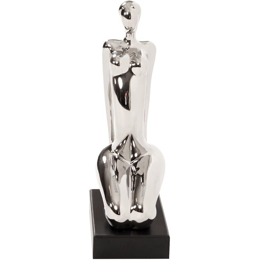 Modern Silver And Black Ustrasana Yoga Sculpture