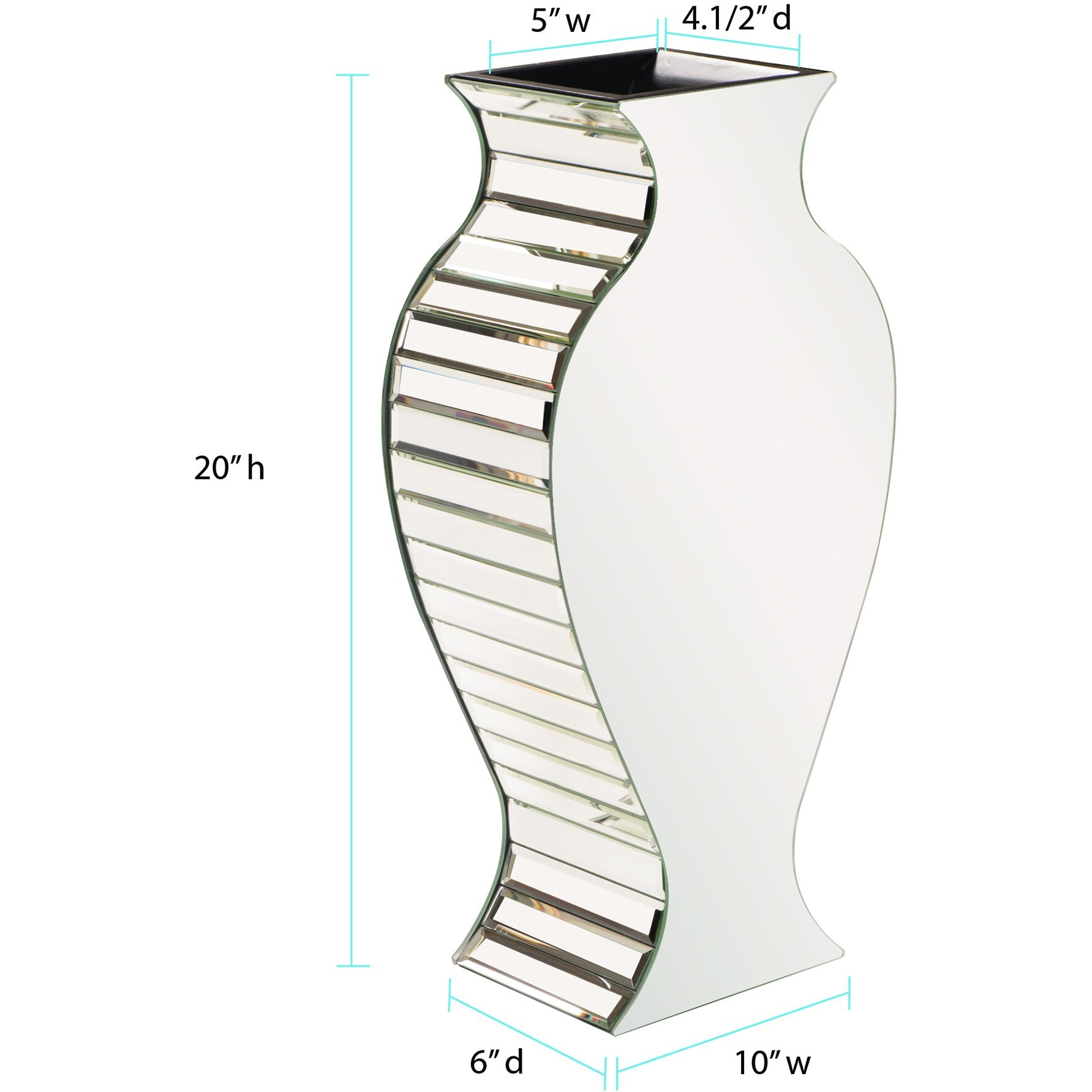 Beveled Mirrored Panel Curvy Tall Vase