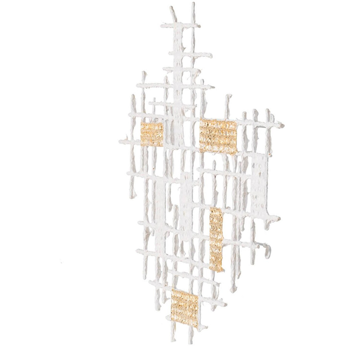 Contemporary White And Gold Geo Grid Wall Art