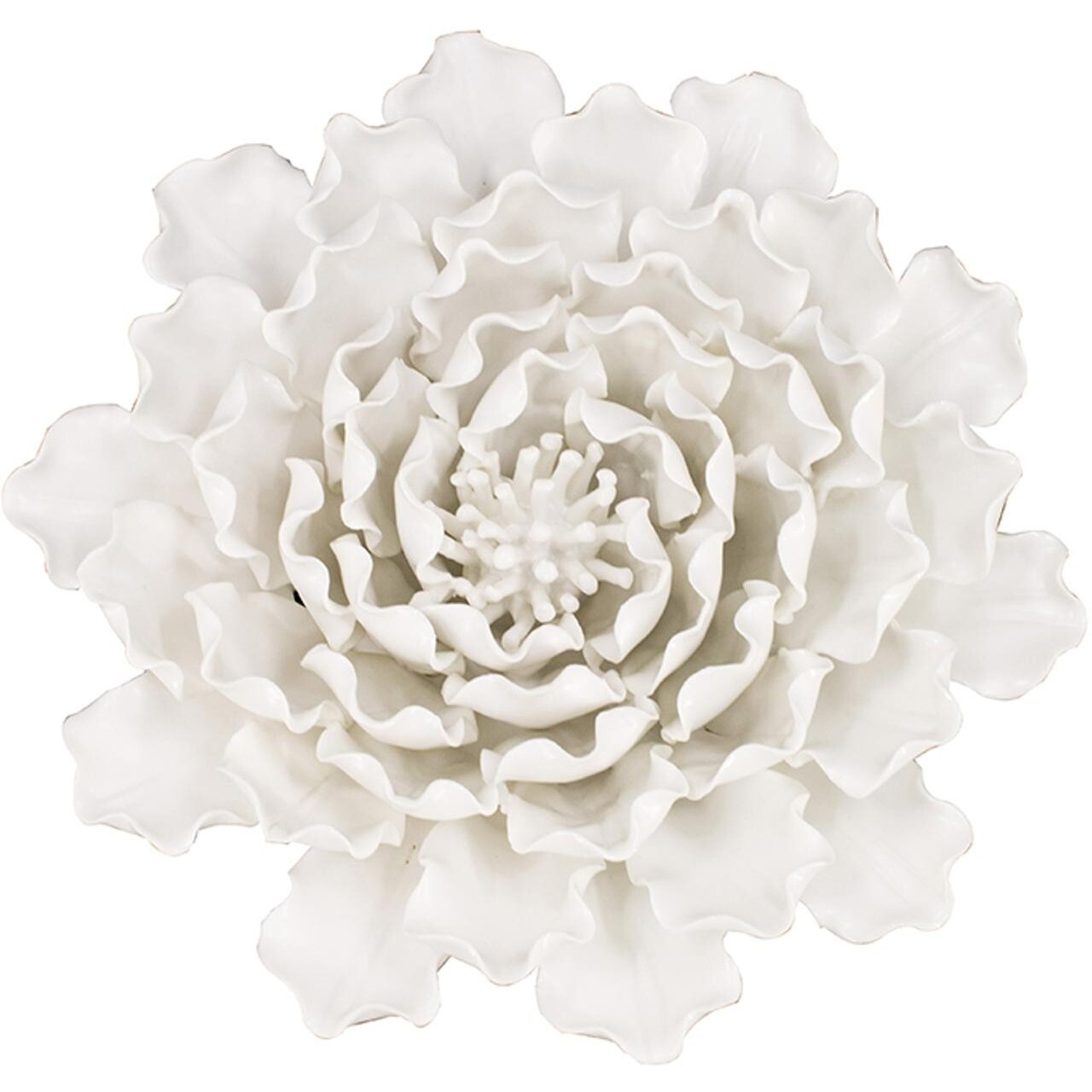 Cream Exaggerated 9"" Ceramic Flower Wall Art