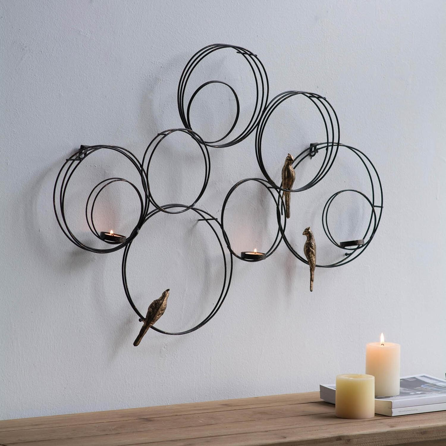 Black And Gold Birds Geometric Wall Decor