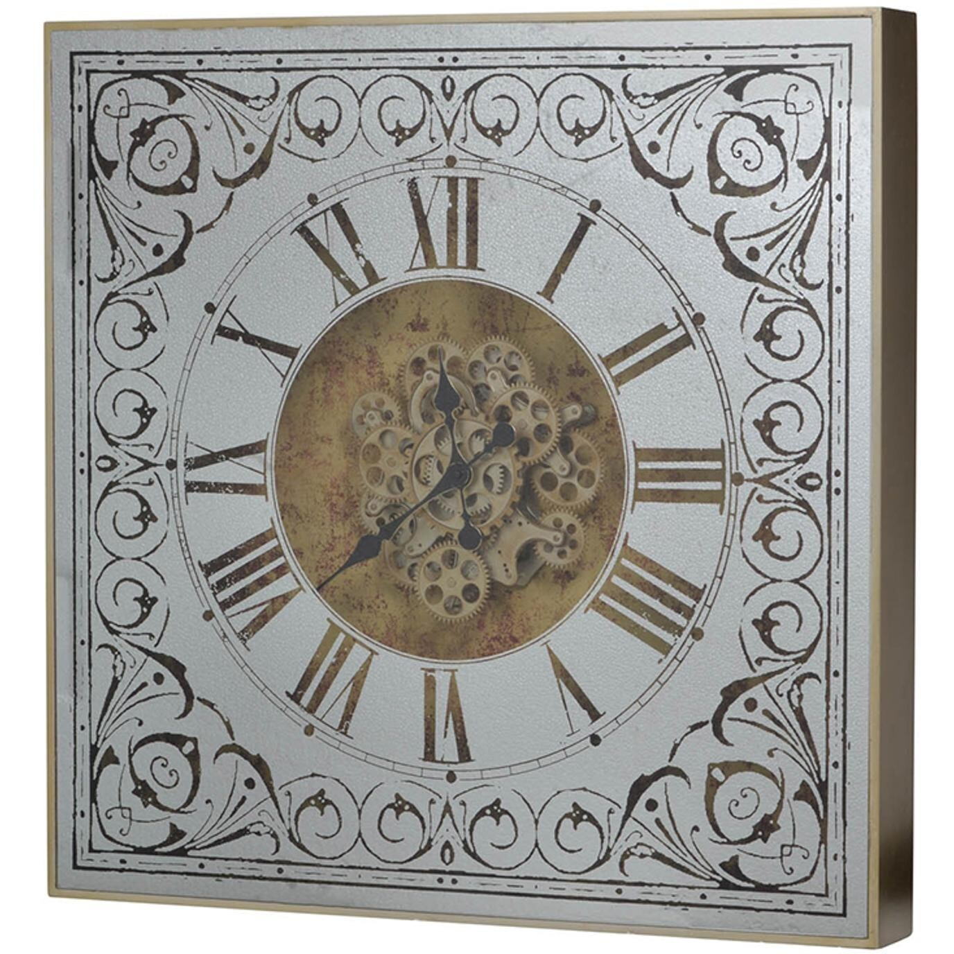 Silver And Gold Antique Style Square Wall Clock