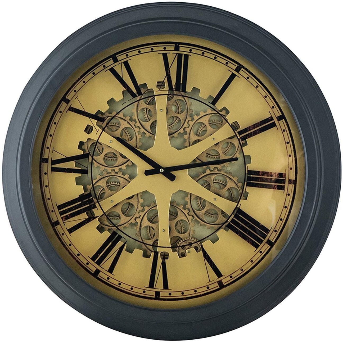 Black And Copper Exposed Gears Round Wall Clock