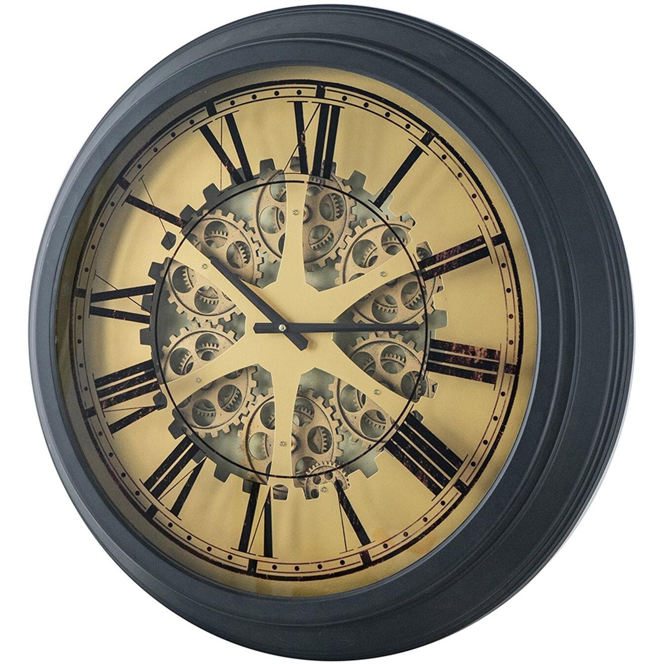 Black And Copper Exposed Gears Round Wall Clock