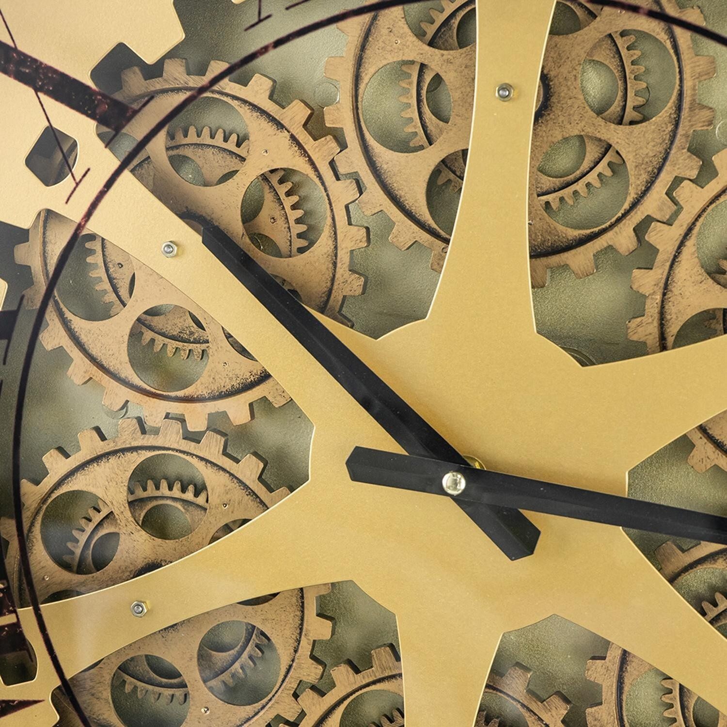 Black And Copper Exposed Gears Round Wall Clock