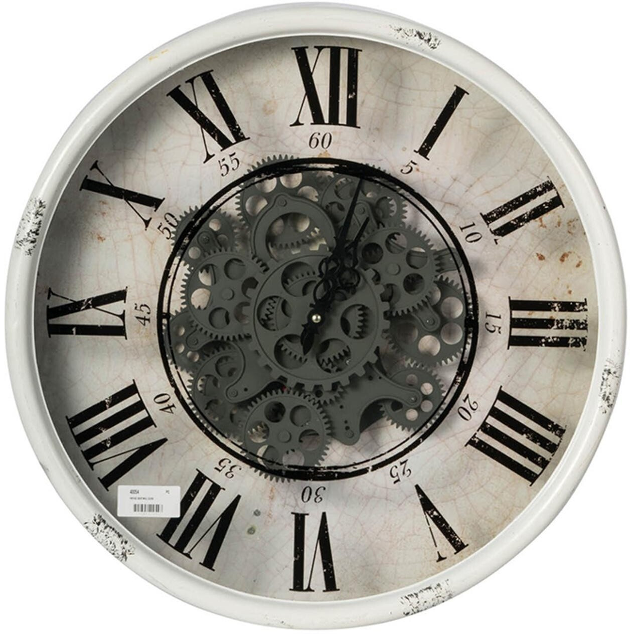 Rustic White Industrial Gear Vintage Wall Clock