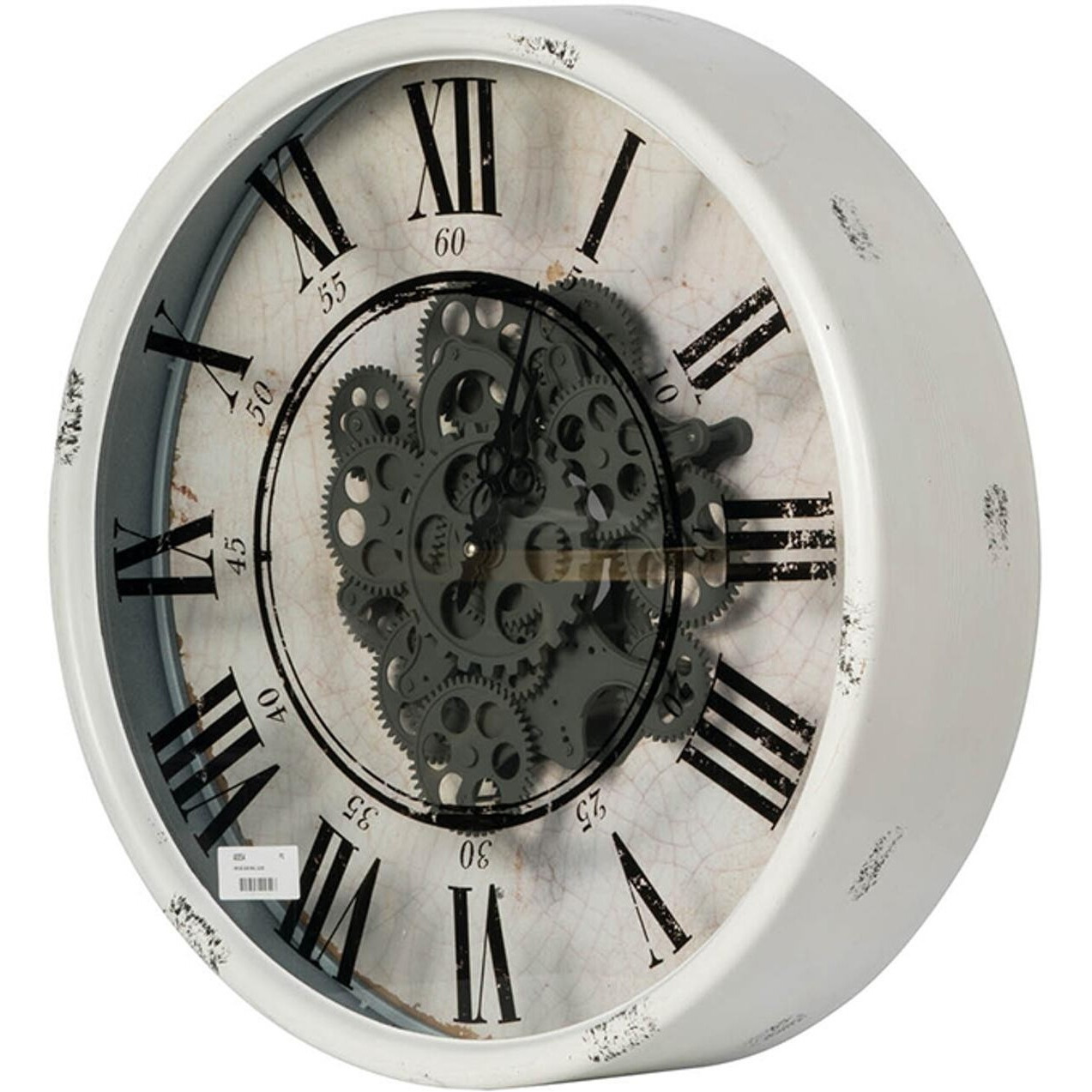 Rustic White Industrial Gear Vintage Wall Clock
