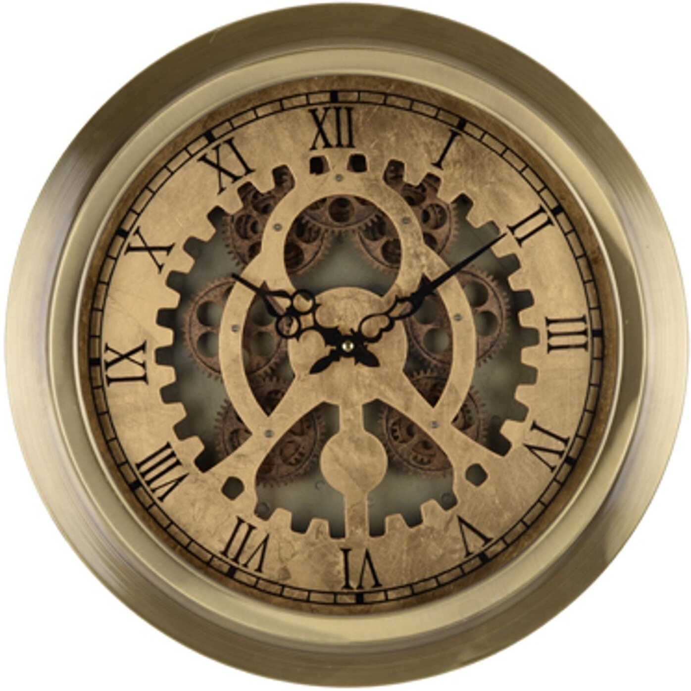 Gold Industrial Style Round Wall Clock