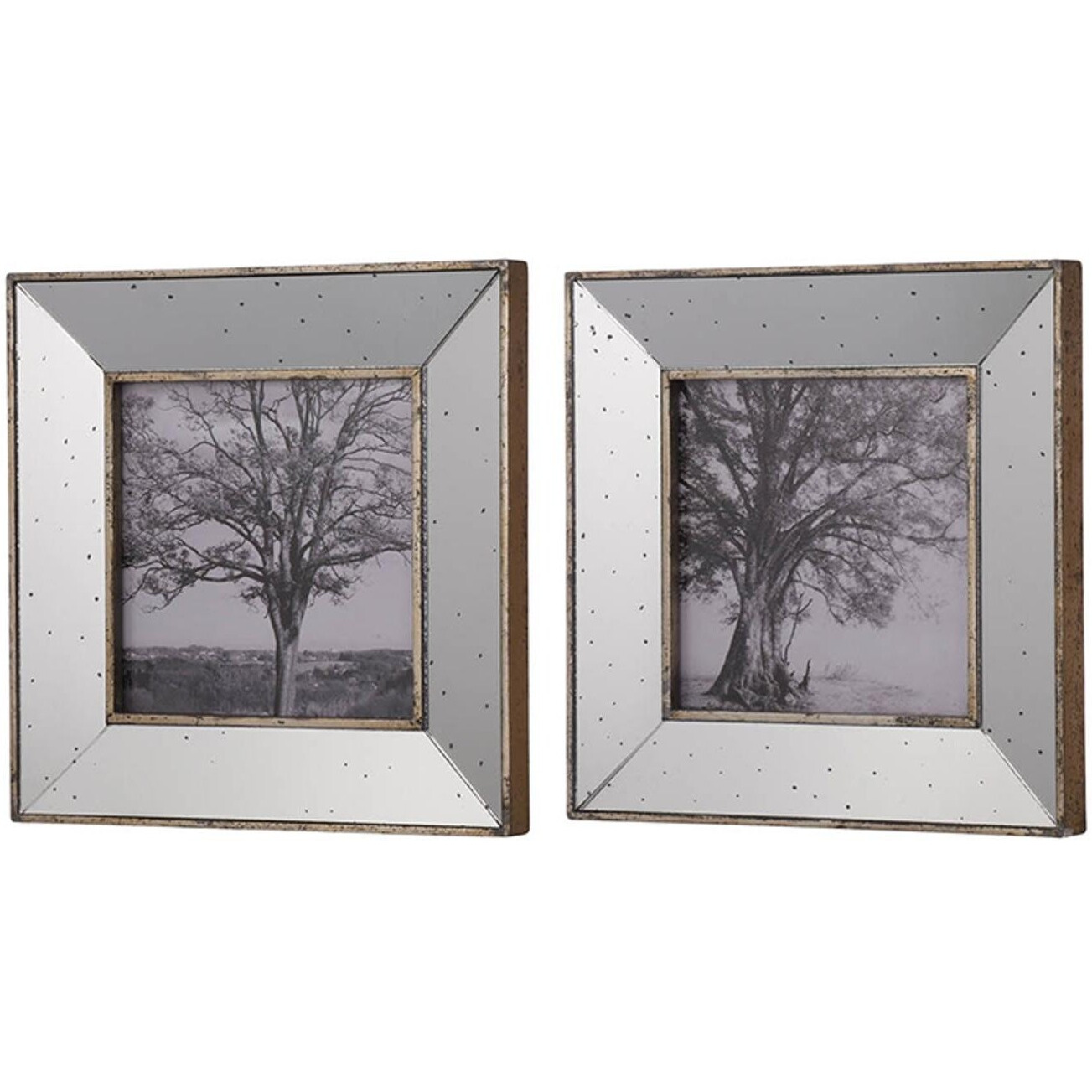 Set Of 2 Vintage Style Mirrored Square Picture Frames