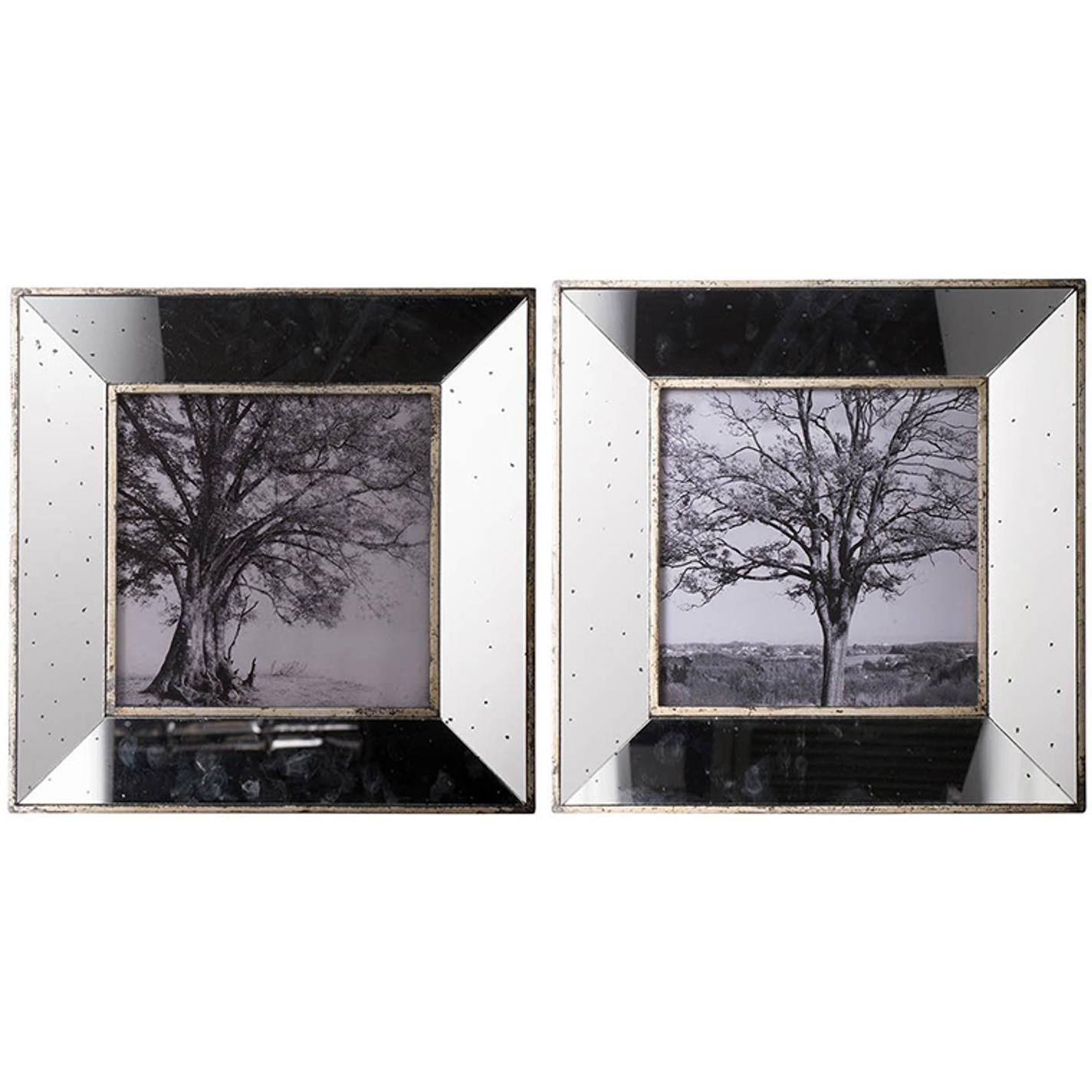 Set Of 2 Vintage Style Mirrored Square Picture Frames