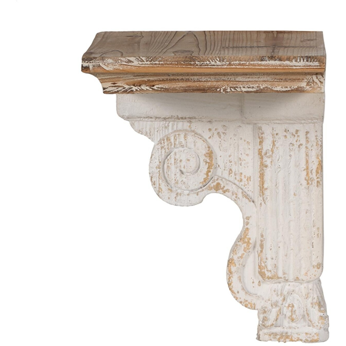 Classic Corbel Style White Washed Wall Shelf