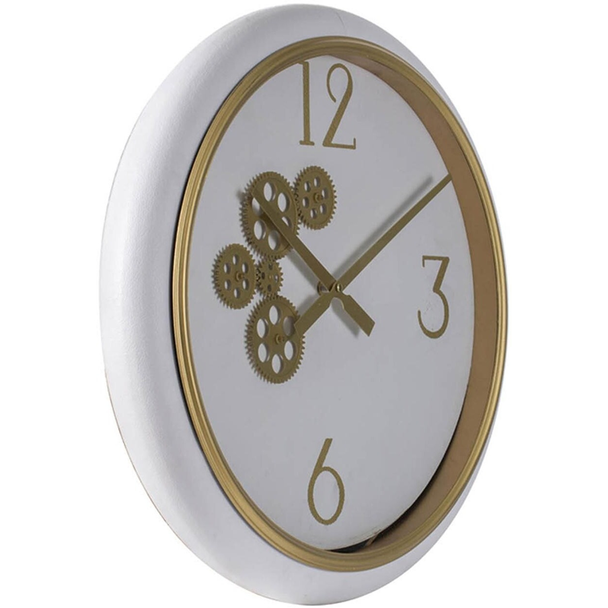 White And Gold Gears Minimal Wall Clock