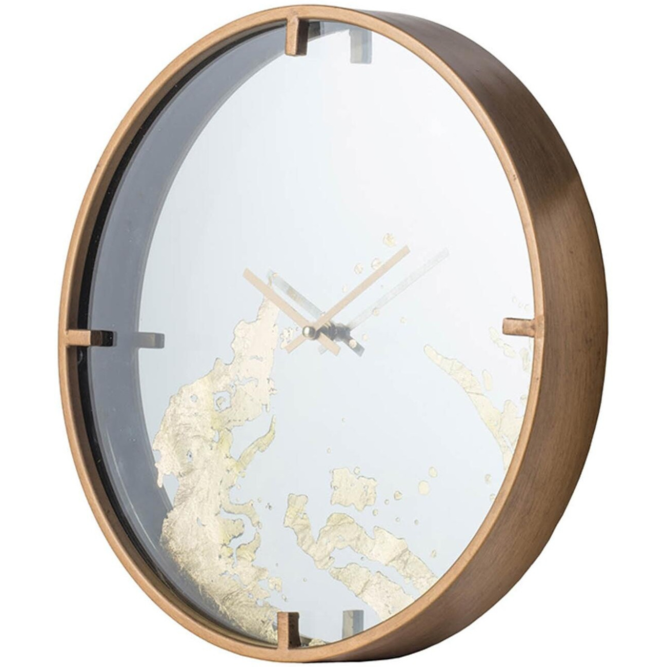 Modern Minimal 16"" Gold And Mirror Round Wall Clock