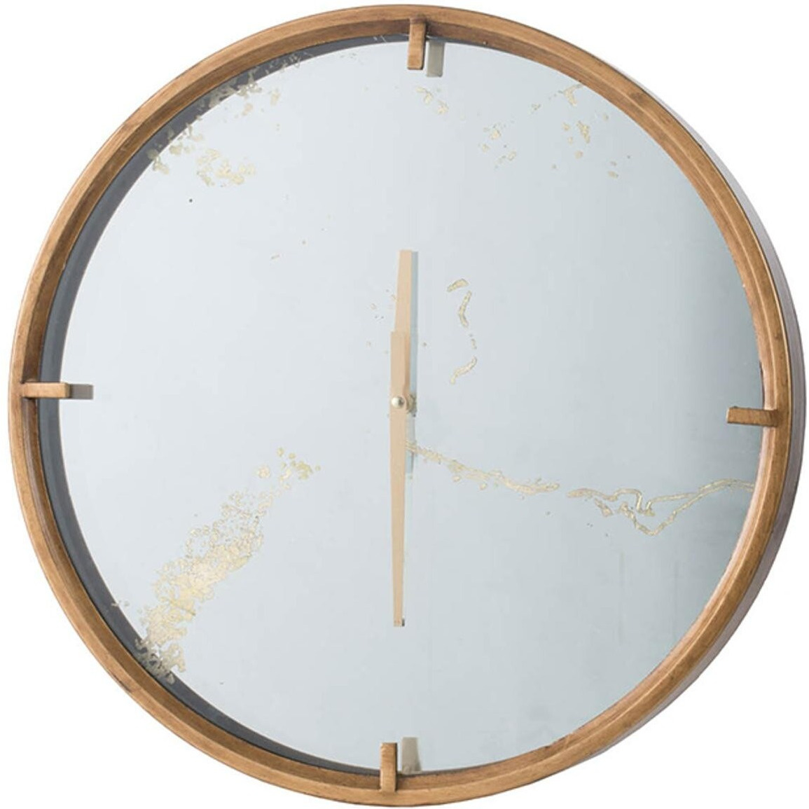 Modern Minimal 20"" Gold And Mirror Round Wall Clock