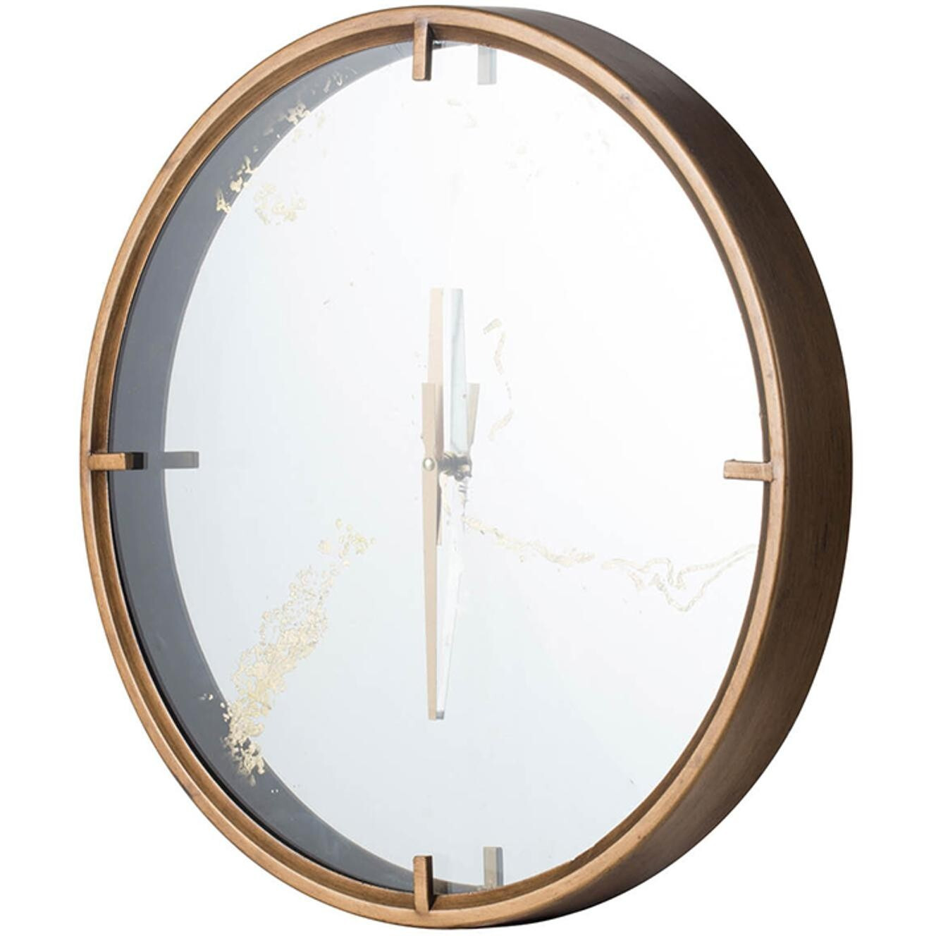 Modern Minimal 20"" Gold And Mirror Round Wall Clock