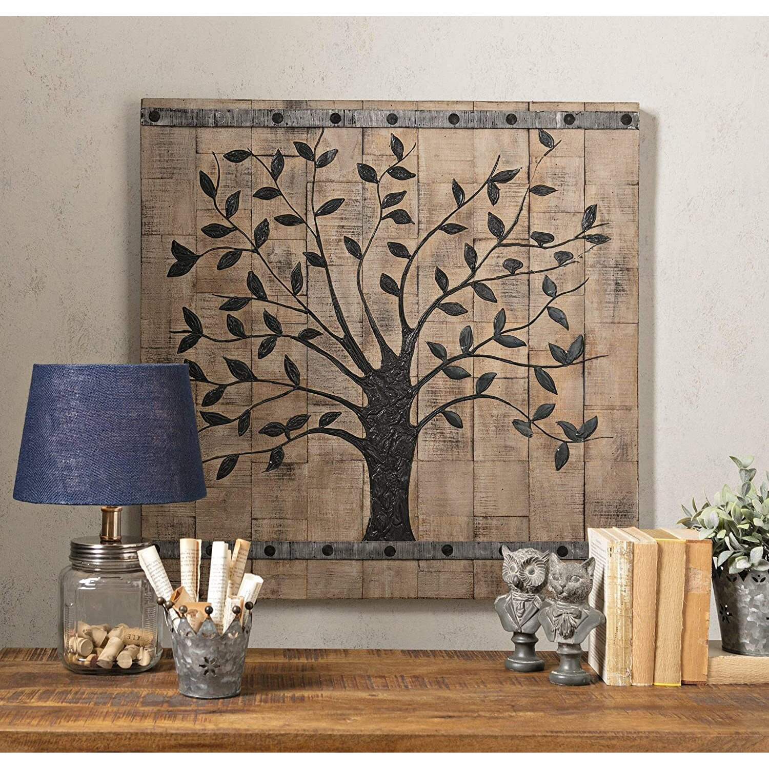 Rustic Brown Barn Door Tree Of Life Wall Art