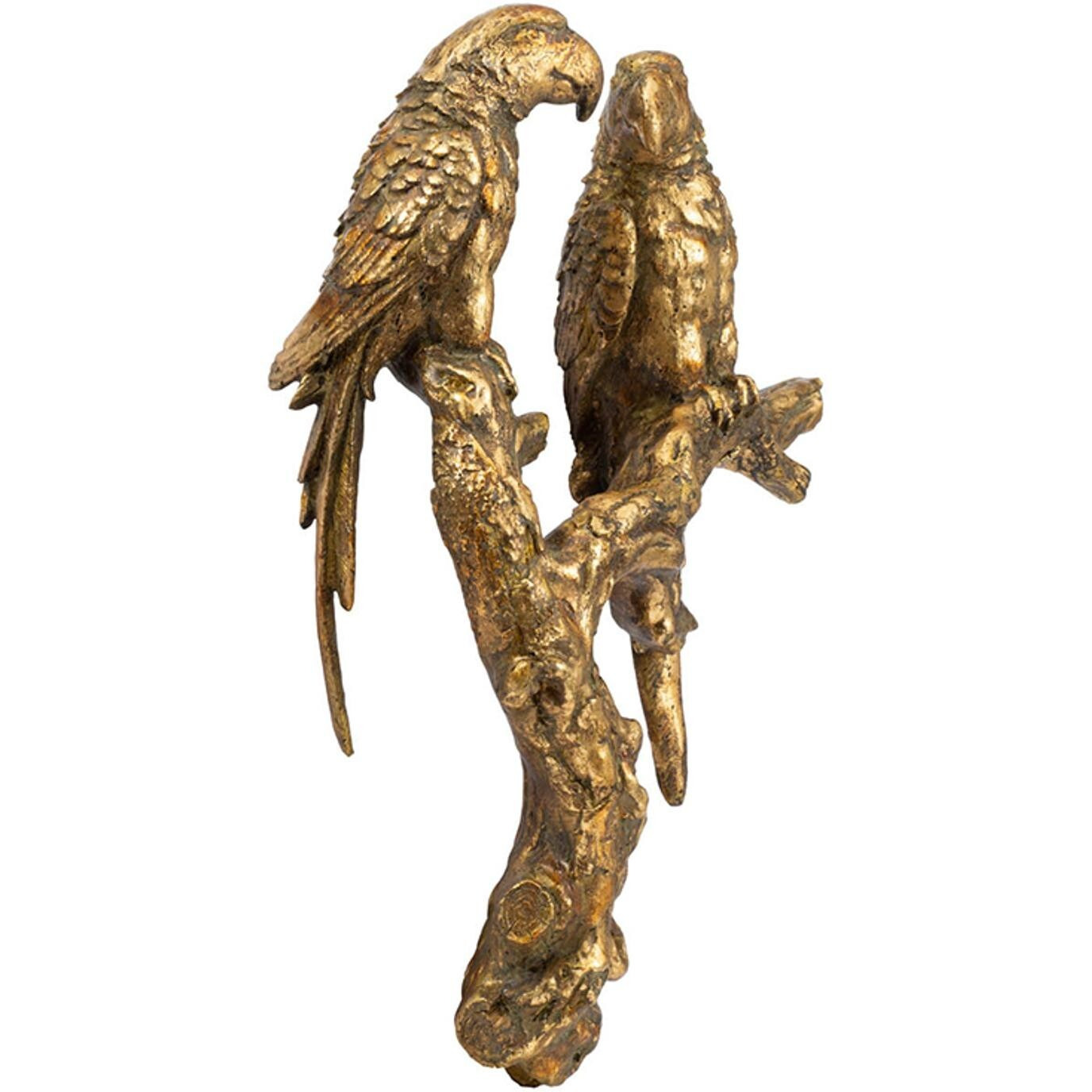 Antiqued Gold Parrots Sculpture