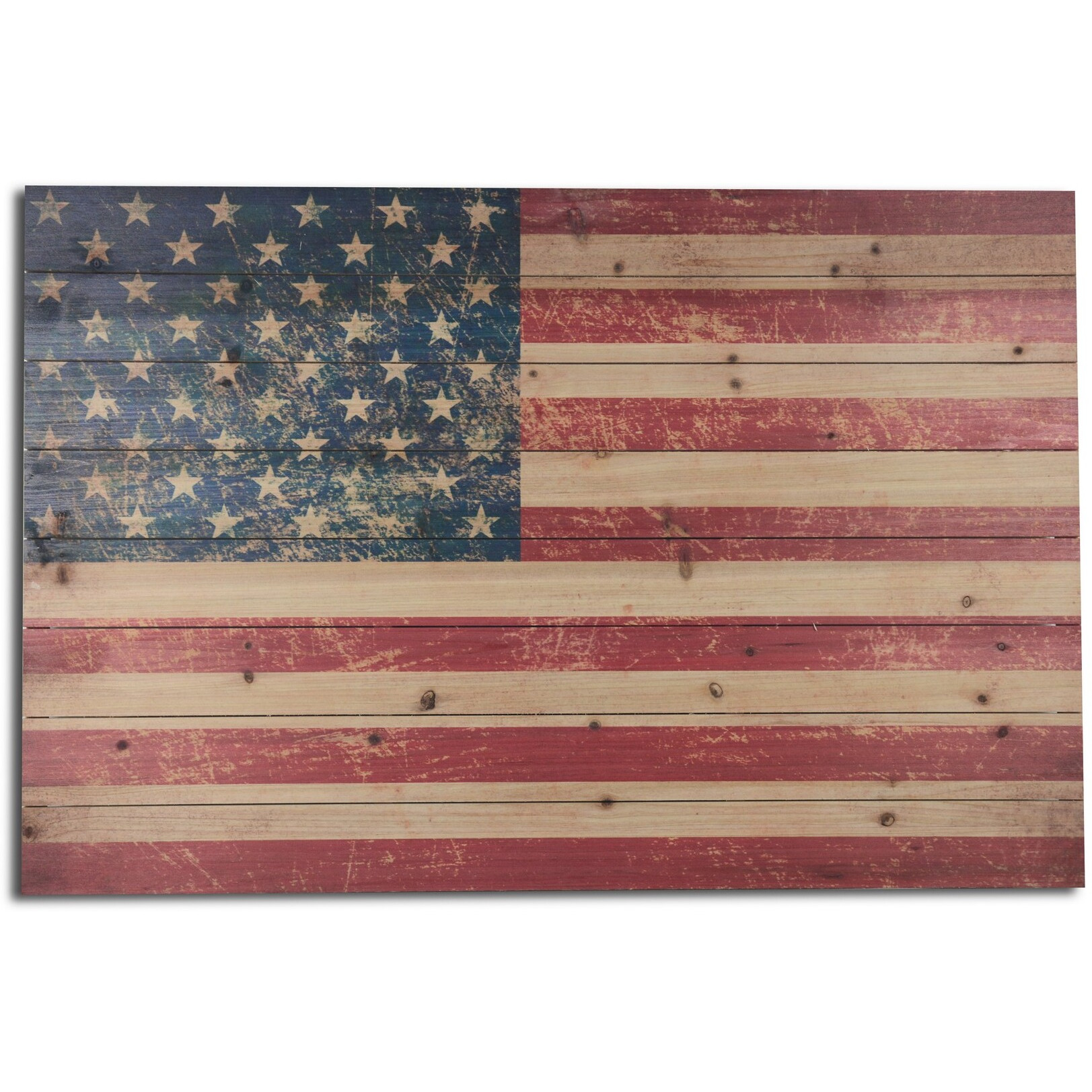 36"" Striking Usa Flag Wood Plank Wall Art