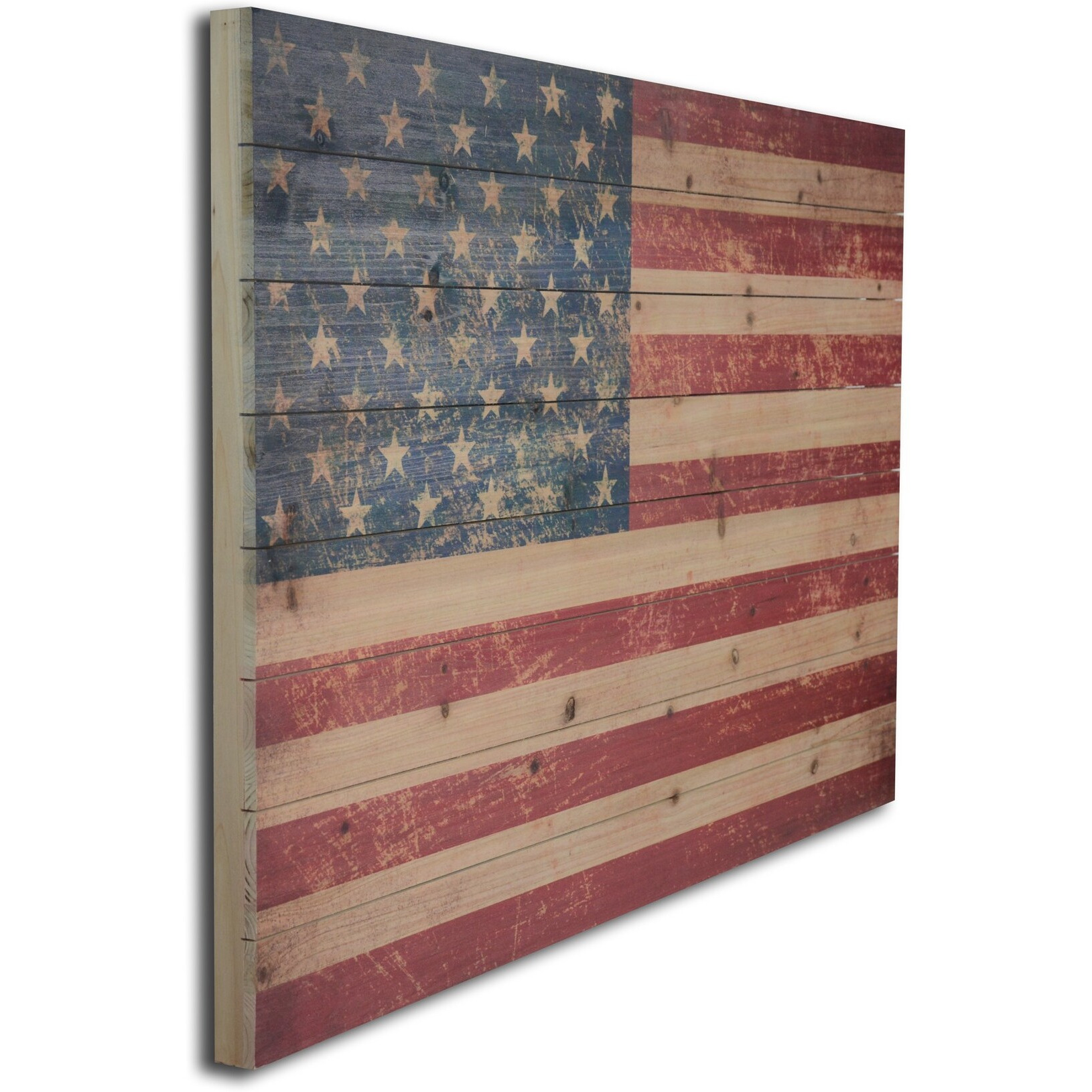 36"" Striking Usa Flag Wood Plank Wall Art