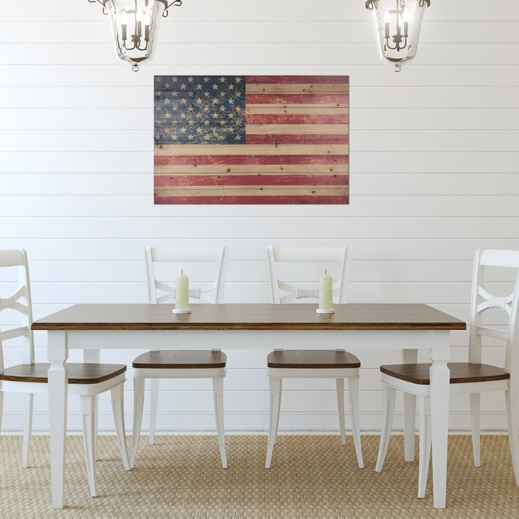 36"" Striking Usa Flag Wood Plank Wall Art