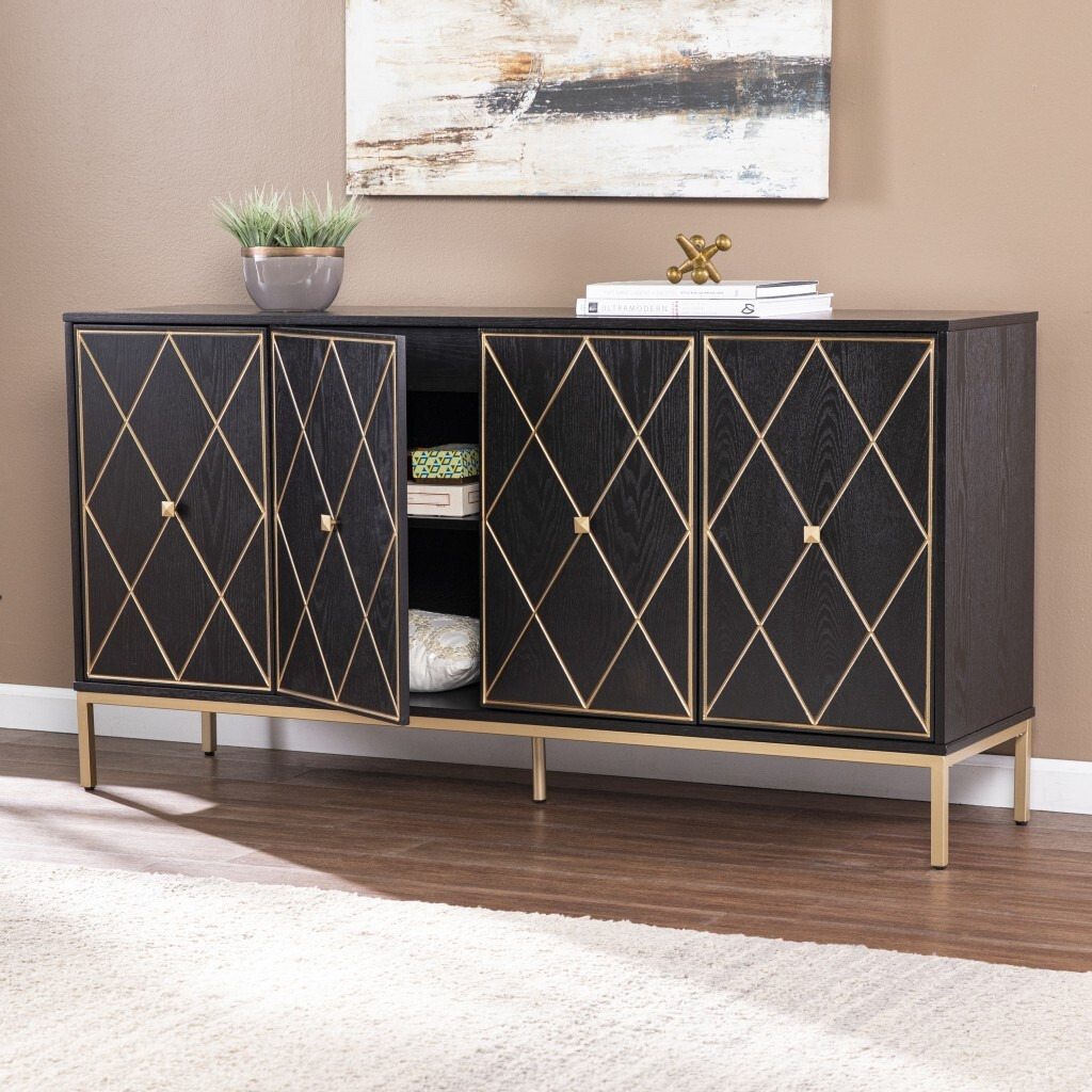 Black And Gold Harlequin Sideboard Storage Cabinet