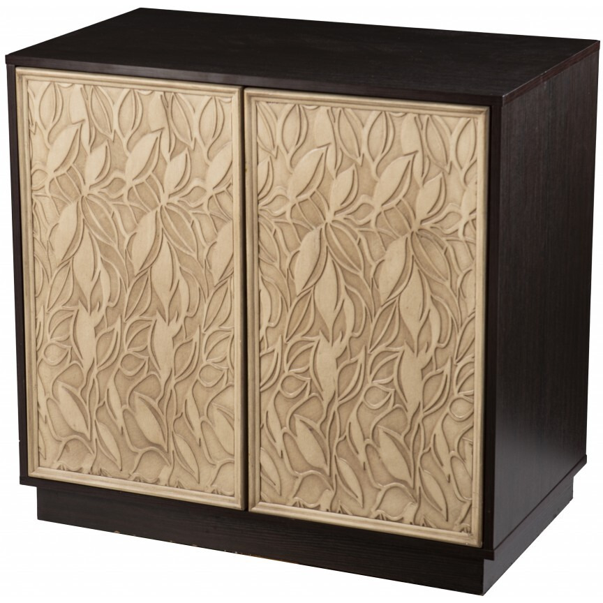 Brown And Cream Sculptural Leaf Accent Storage Cabinet