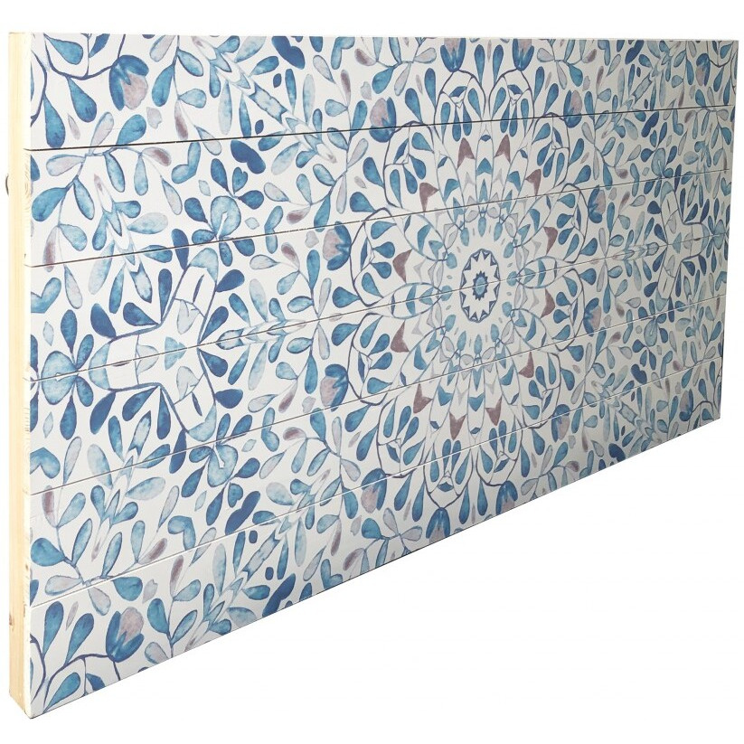 Shades Of Blue Ornate Floral Wood Plank Wall Art