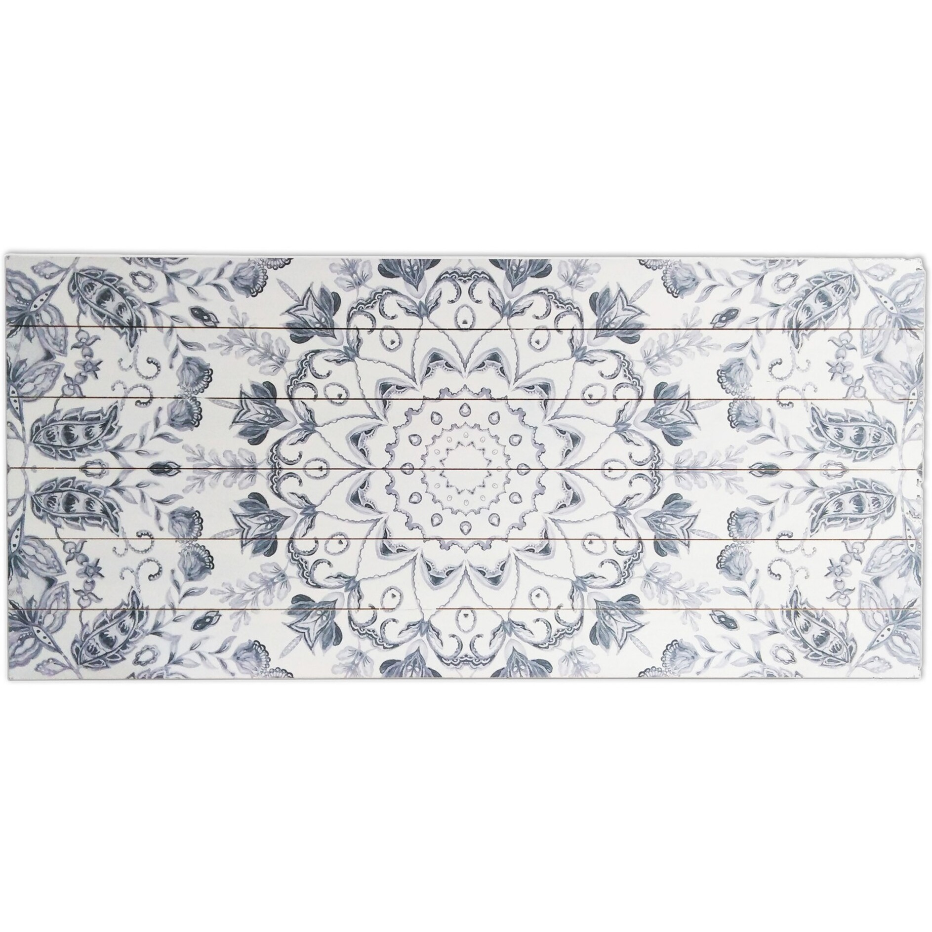 Sharp Grey Medallion Wood Plank Wall Art