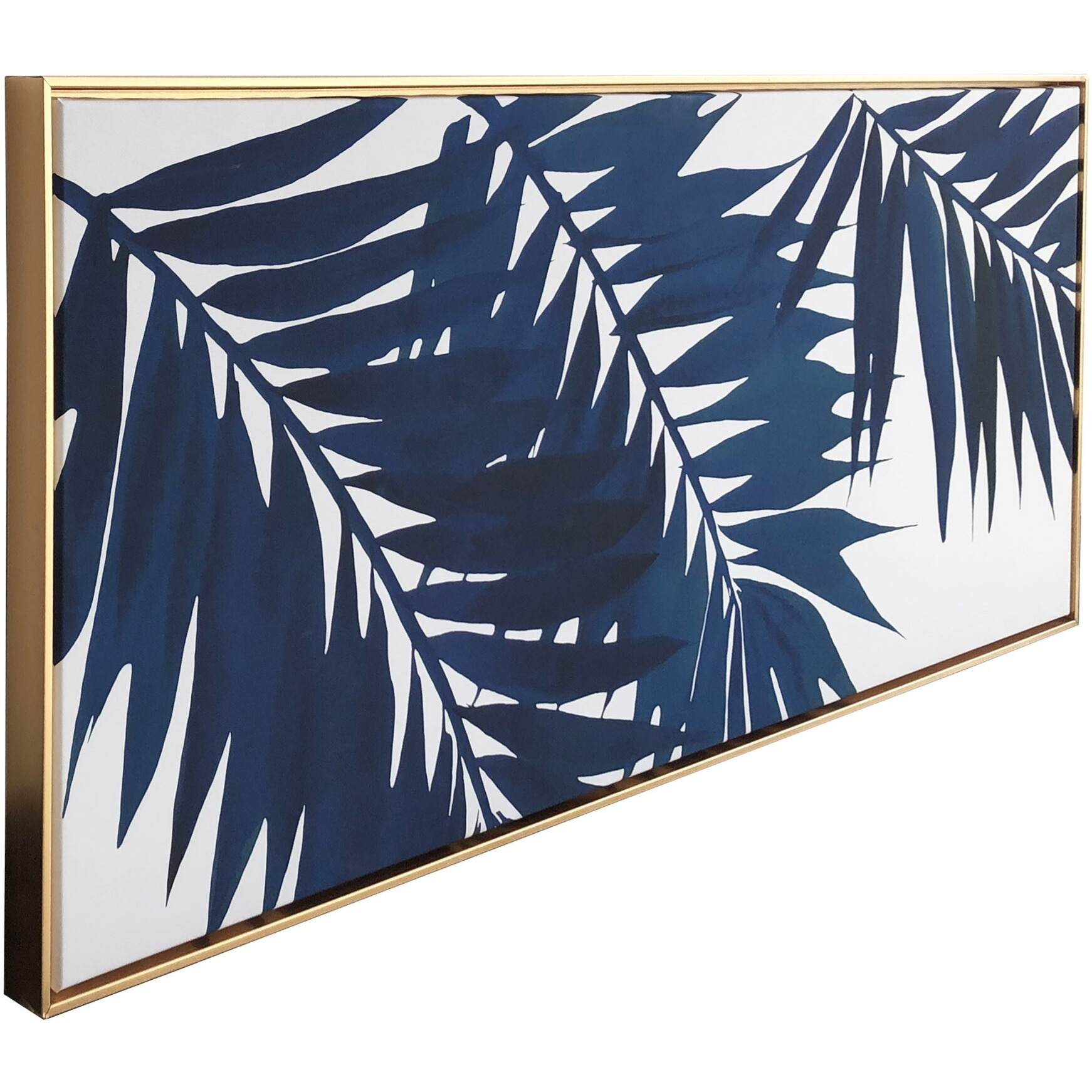 Bold Blue Palms Framed Canvas Wall Art