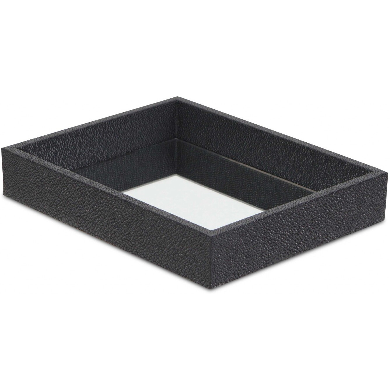 Black Shagreen Mirrored Tray